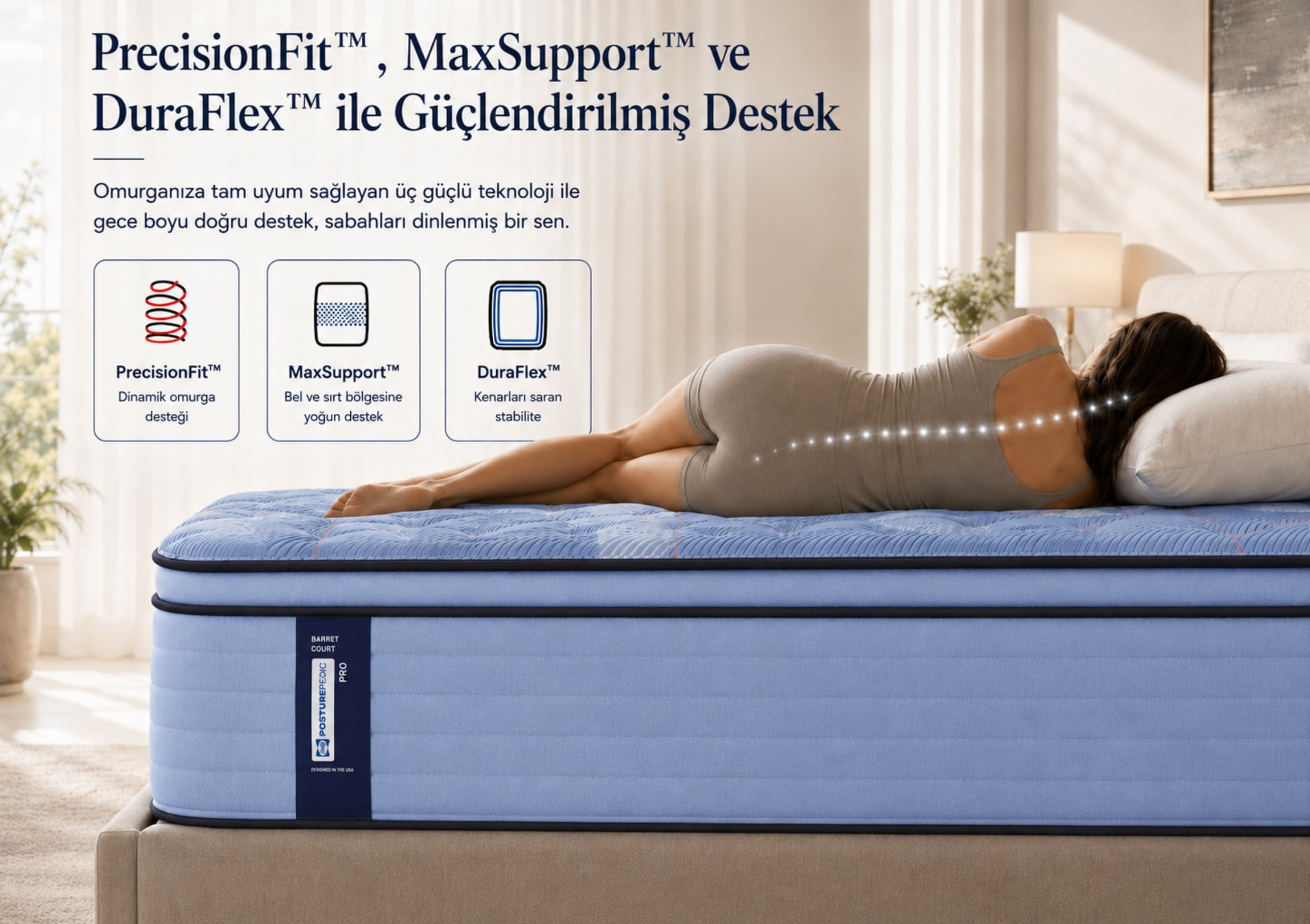 PrecisionFit™, MaxSupport™ ve DuraFlex™ ile Güçlendirilmiş Destek