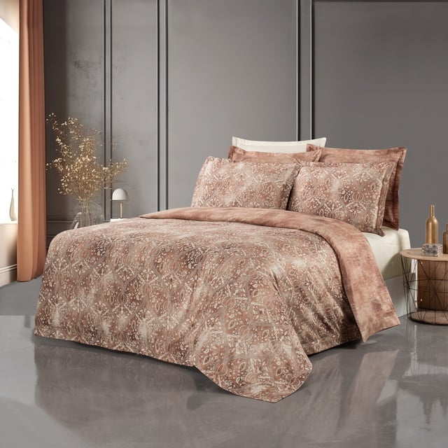 Yatsan Maison Oriental  Merserize Pamuk Kiremit Çift Kişilik Nevresim Takımı