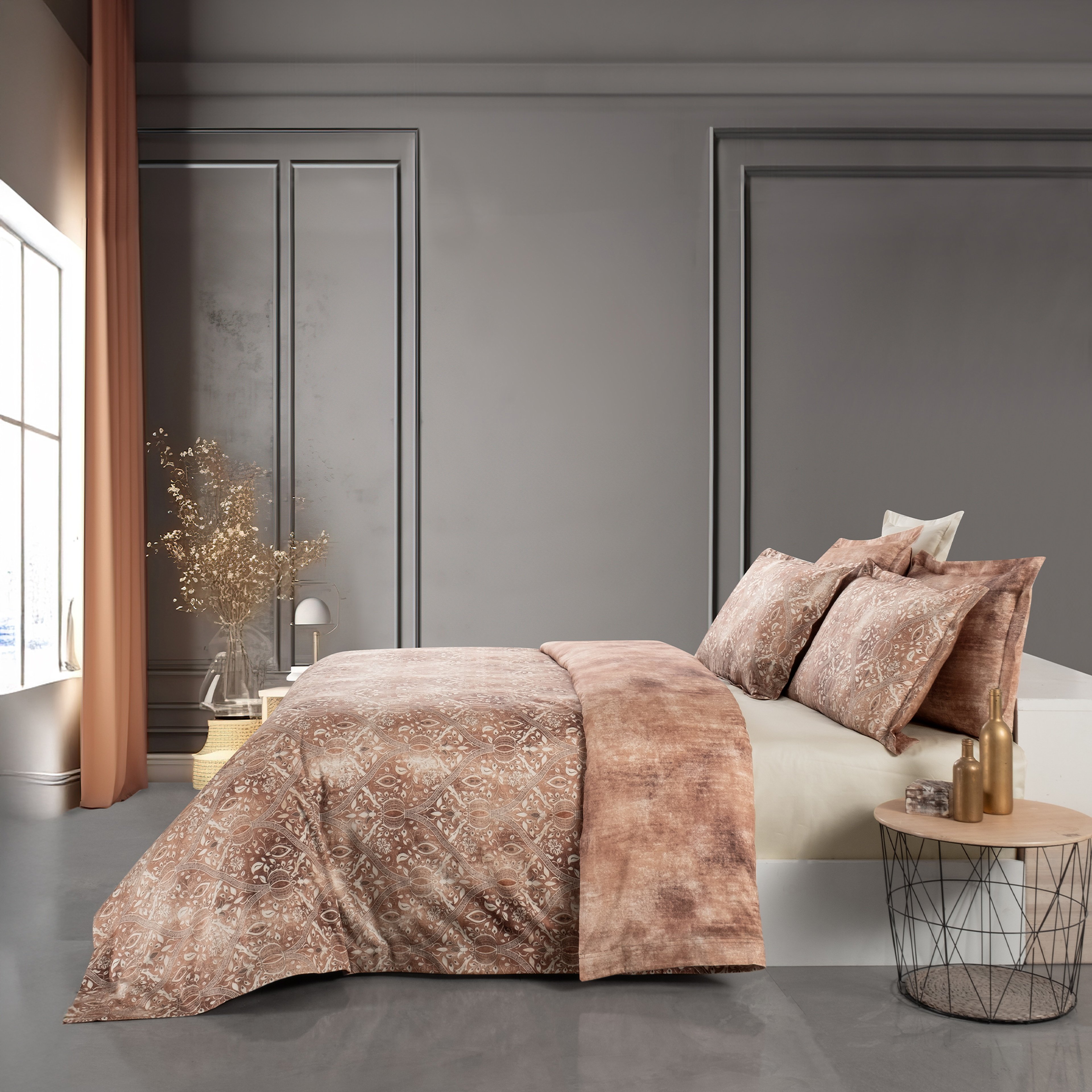 Yatsan Maison Oriental  Merserize Pamuk Kiremit Çift Kişilik Nevresim Takımı