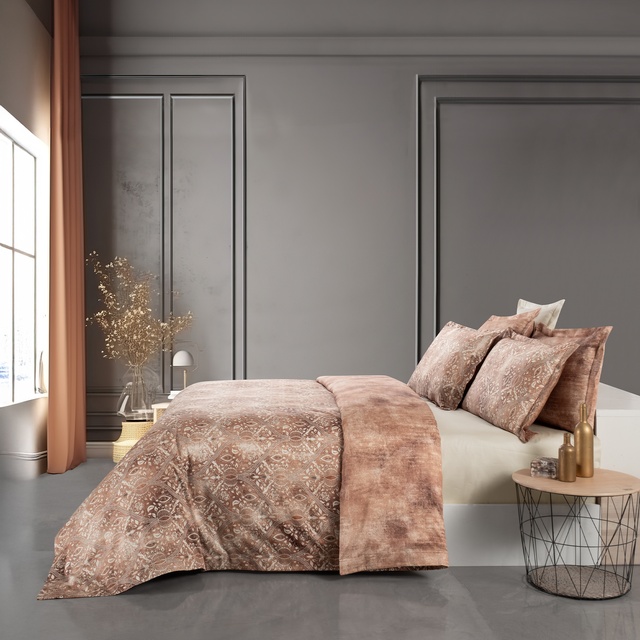 Yatsan Maison Oriental  Merserize Pamuk Kiremit Çift Kişilik Nevresim Takımı