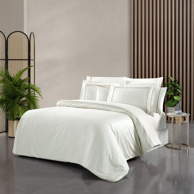 Yatsan Maison Shiny Merserize Pamuk Bej Çift Kişilik Nevresim Takımı