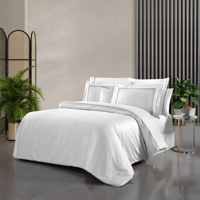 Yatsan Maison Shiny Merserize Pamuk Gri Çift Kişilik Nevresim Takımı