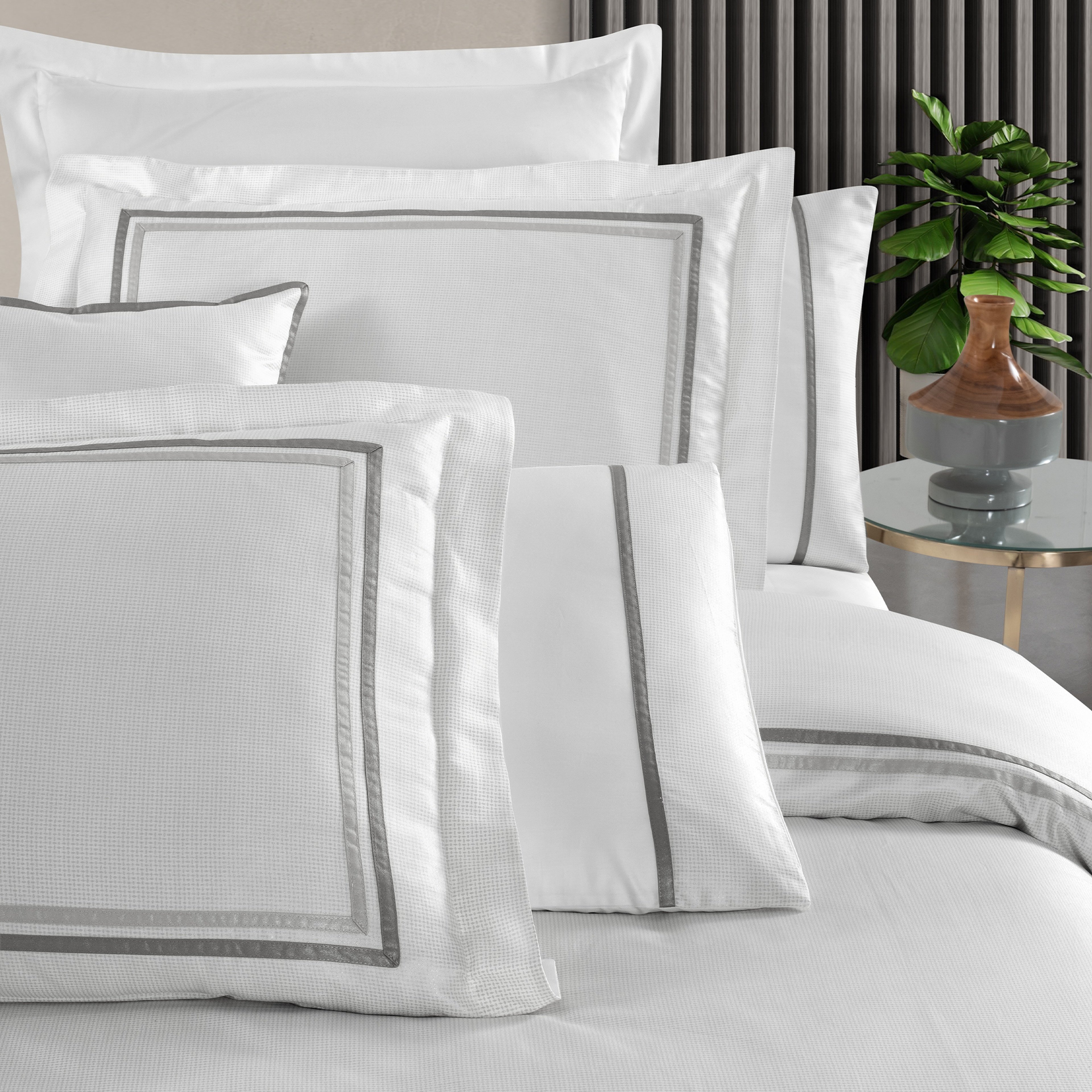 Yatsan Maison Shiny Merserize Pamuk Gri Çift Kişilik Nevresim Takımı