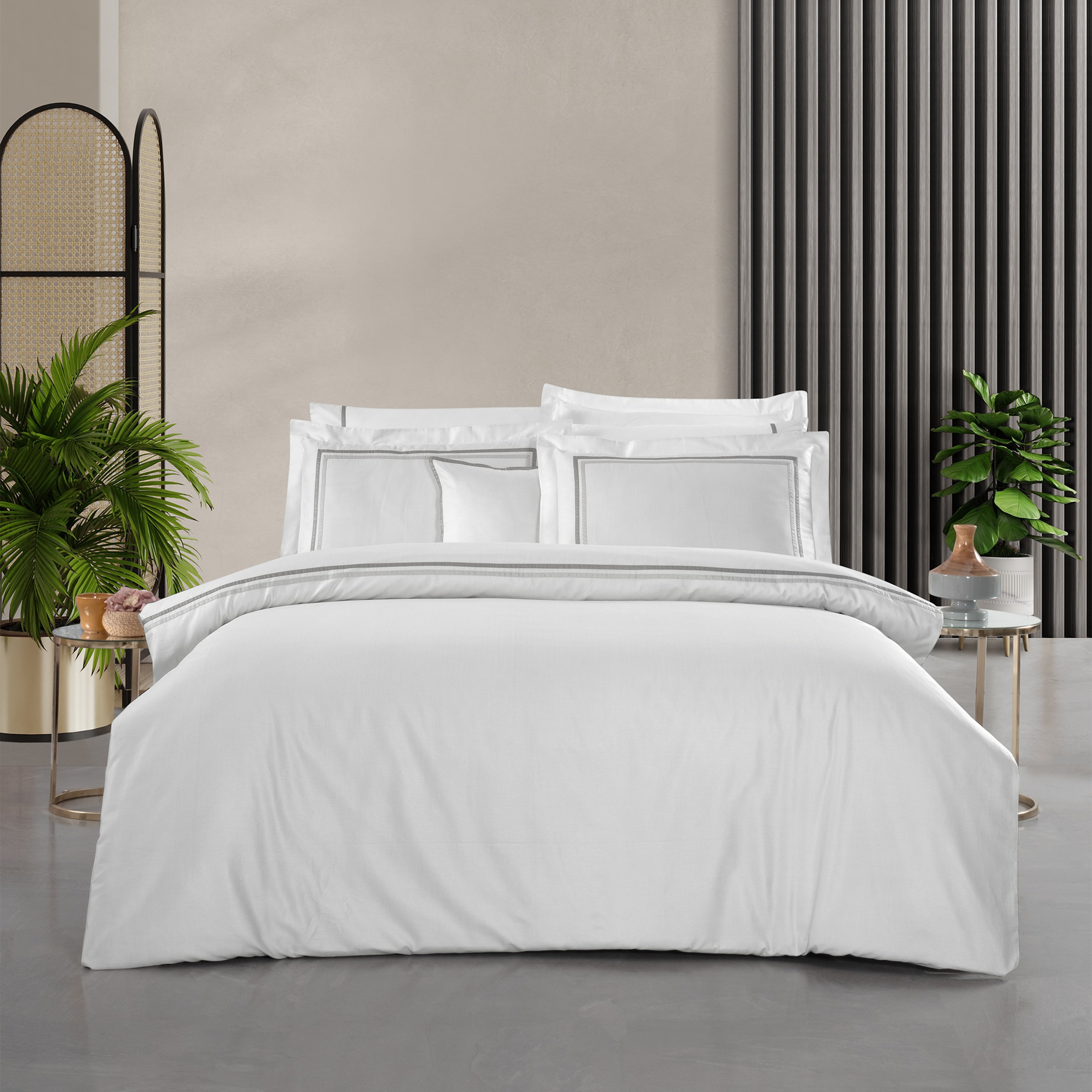 Yatsan Maison Shiny Merserize Pamuk Gri Çift Kişilik Nevresim Takımı