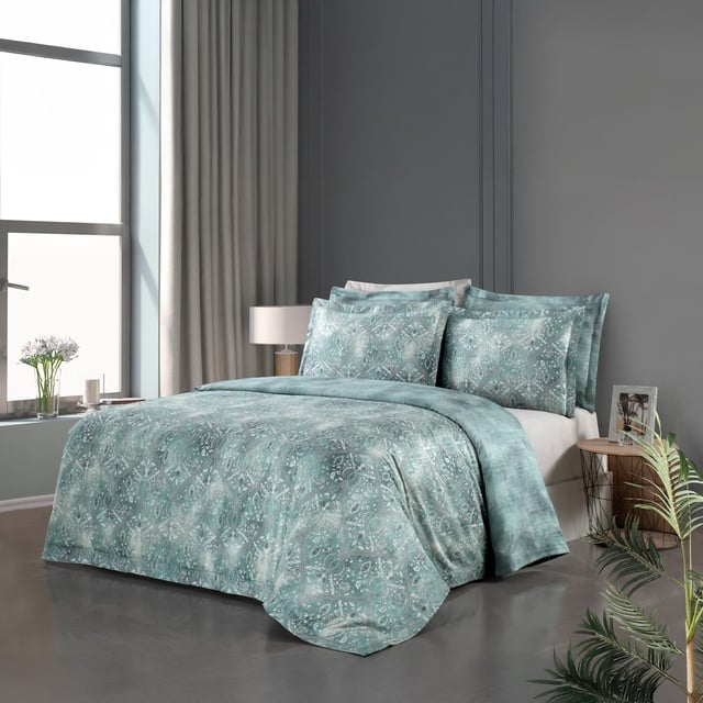 Yatsan Maison Oriental Merserize Pamuk Yeşil Çift Kişilik Nevresim Takımı