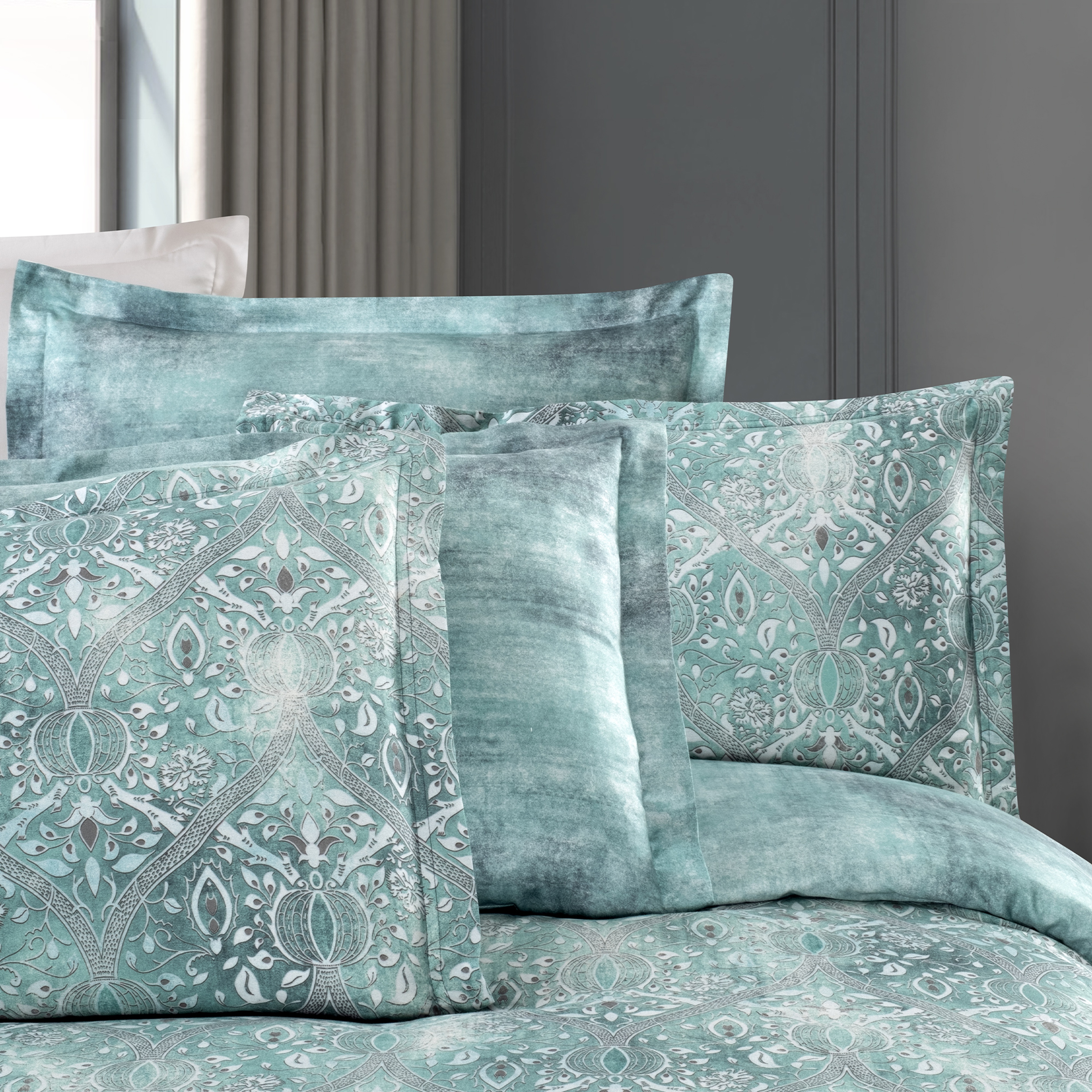 Yatsan Maison Oriental Merserize Pamuk Yeşil Çift Kişilik Nevresim Takımı