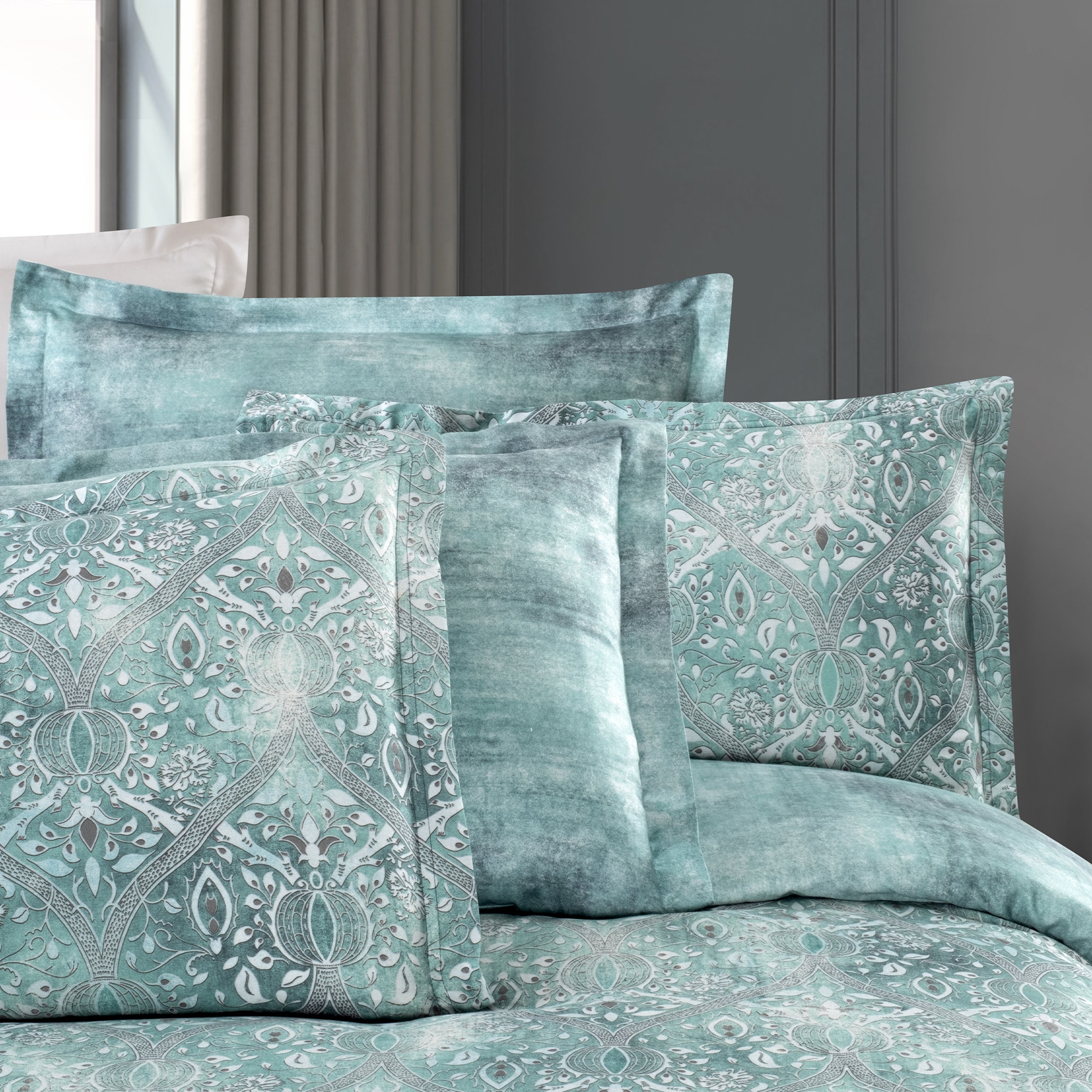 Yatsan Maison Oriental Merserize Pamuk Yeşil Çift Kişilik Nevresim Takımı