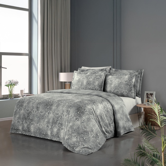 Yatsan Maison Oriental  Merserize Pamuk Gri Çift Kişilik Nevresim Takımı