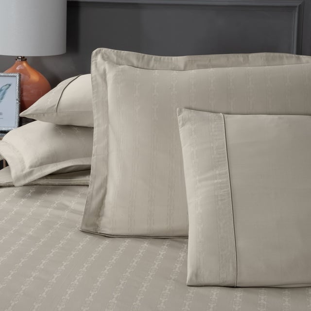 Yatsan Maison Jacquard Classy Merserize Pamuk Bej Çift Kişilik Nevresim Takımı