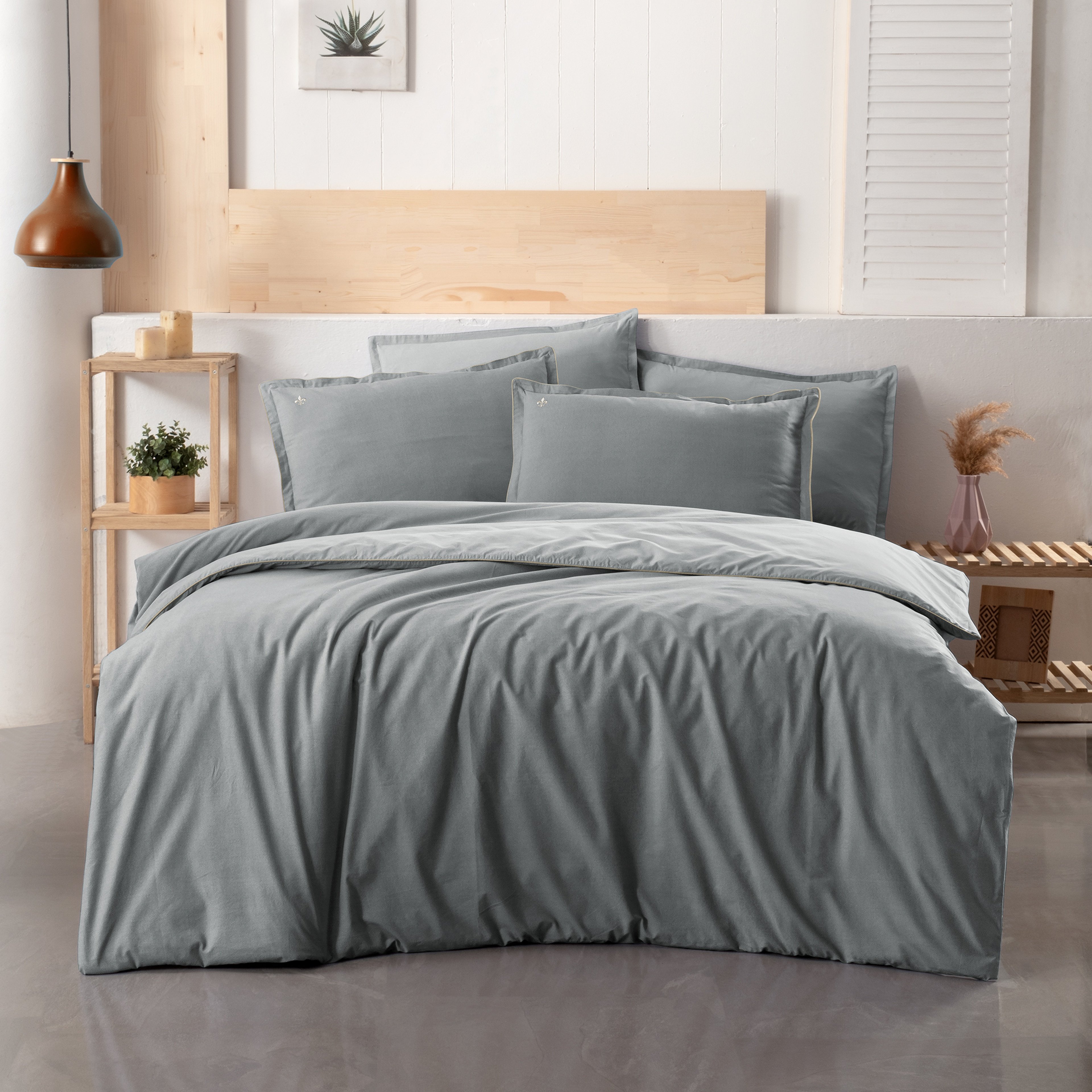 Yatsan Maison Comfy And Cosy  Pamuklu Gri Çift Kişilik Nevresim Takımı