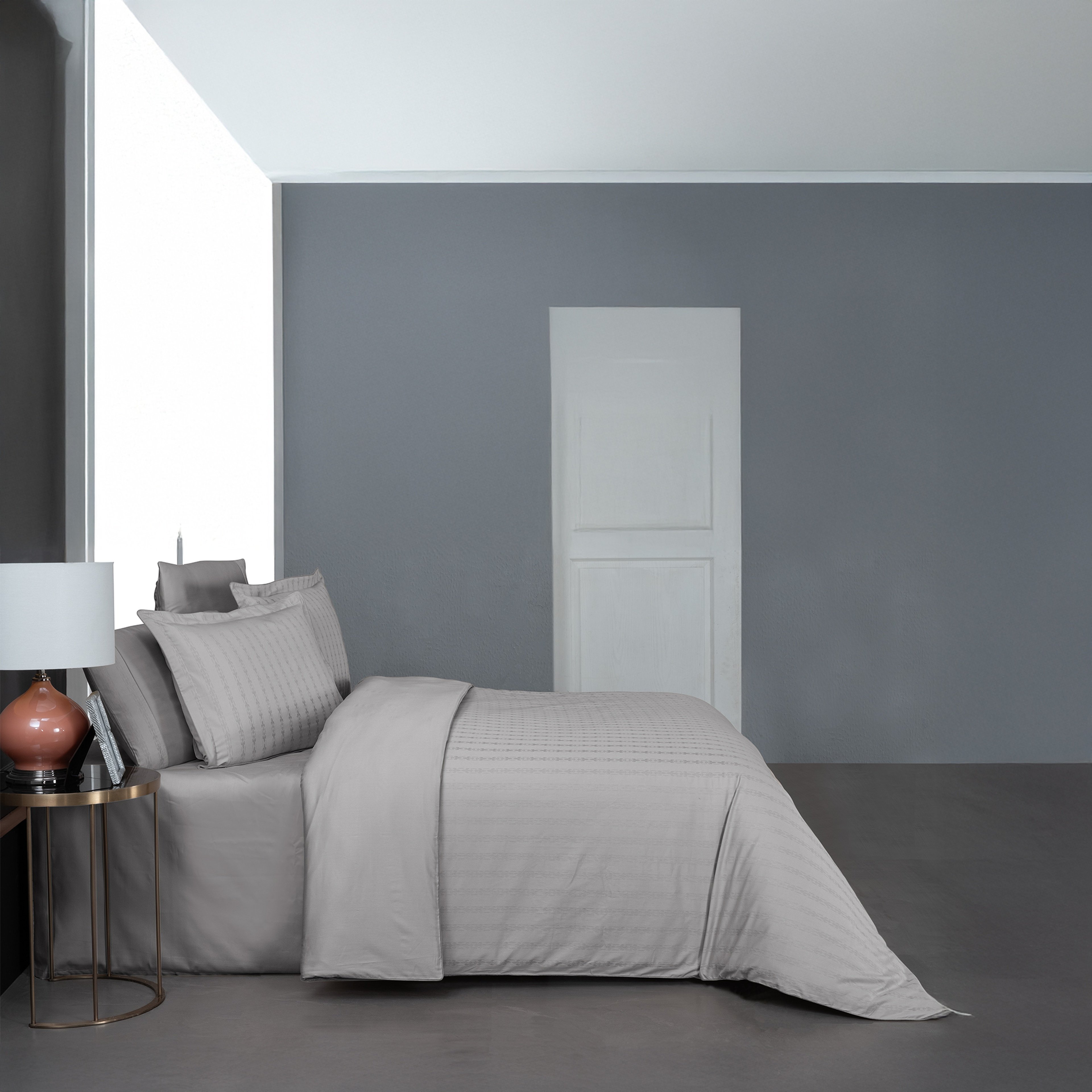 Yatsan Maison Jacquard Classy Merserize Pamuk Gri Nevresim Çift Kişilik Takımı