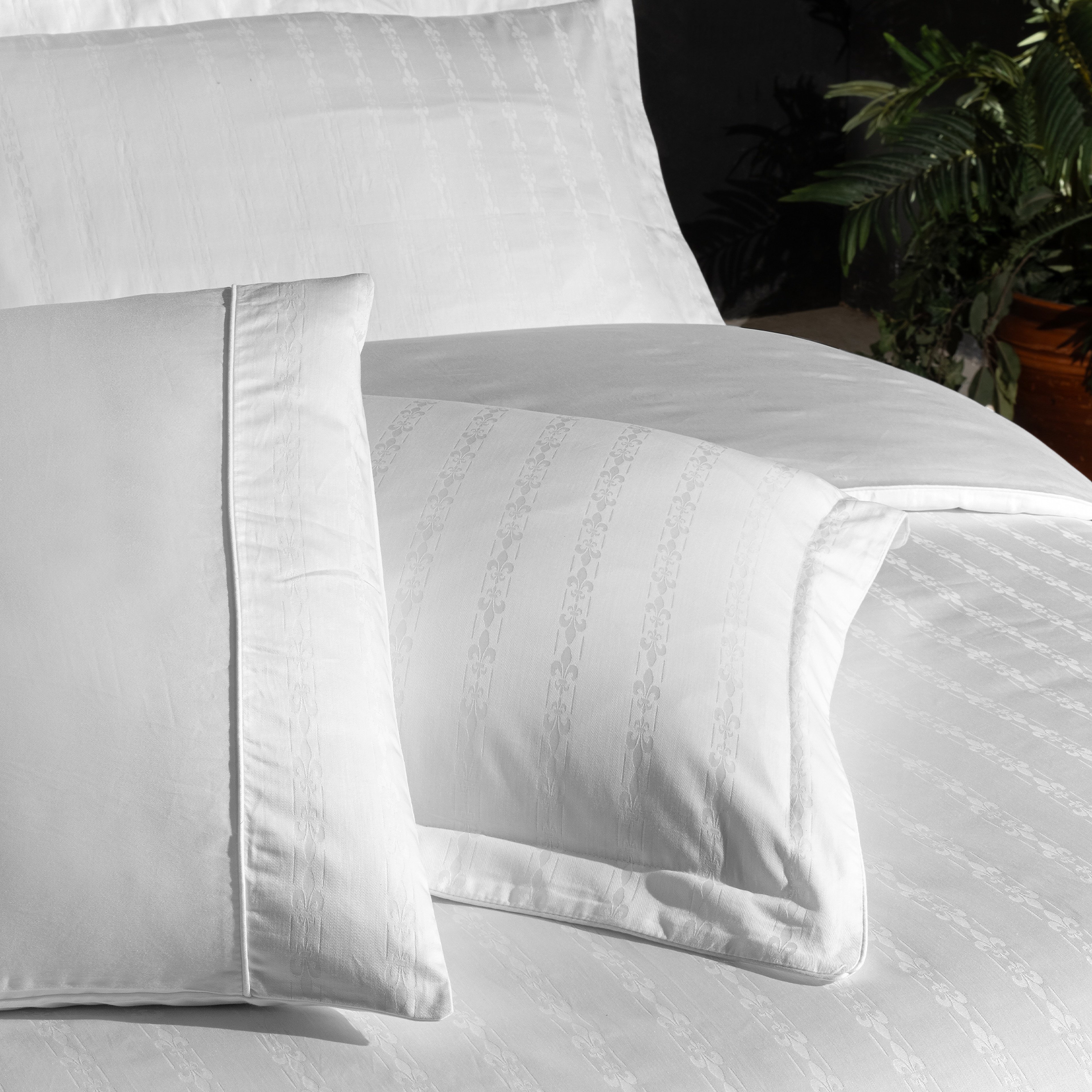 Yatsan Maison Jacquard Classy Merserize Pamuk Beyaz Çift Kişilik Nevresim Takımı