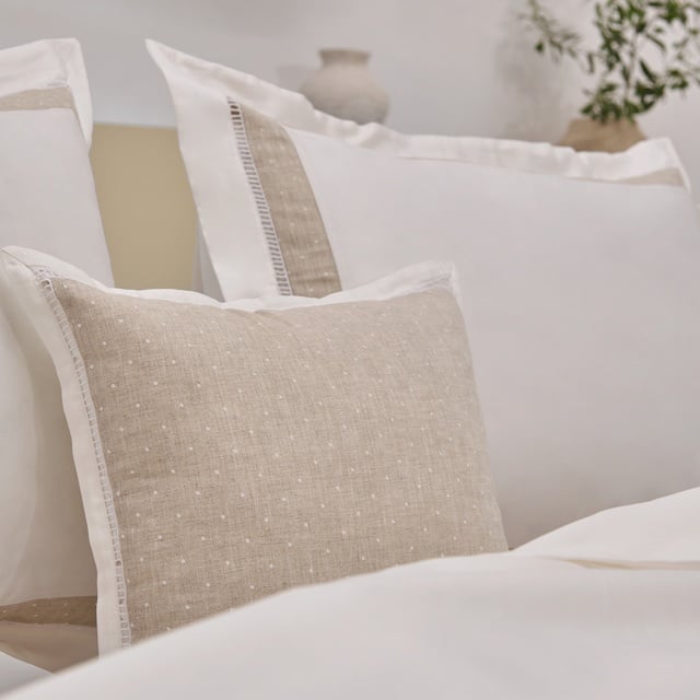 Yatsan Maison Linen Classy Pamuk Saten Beyaz Keten Çift Kişilik Nevresim Takımı