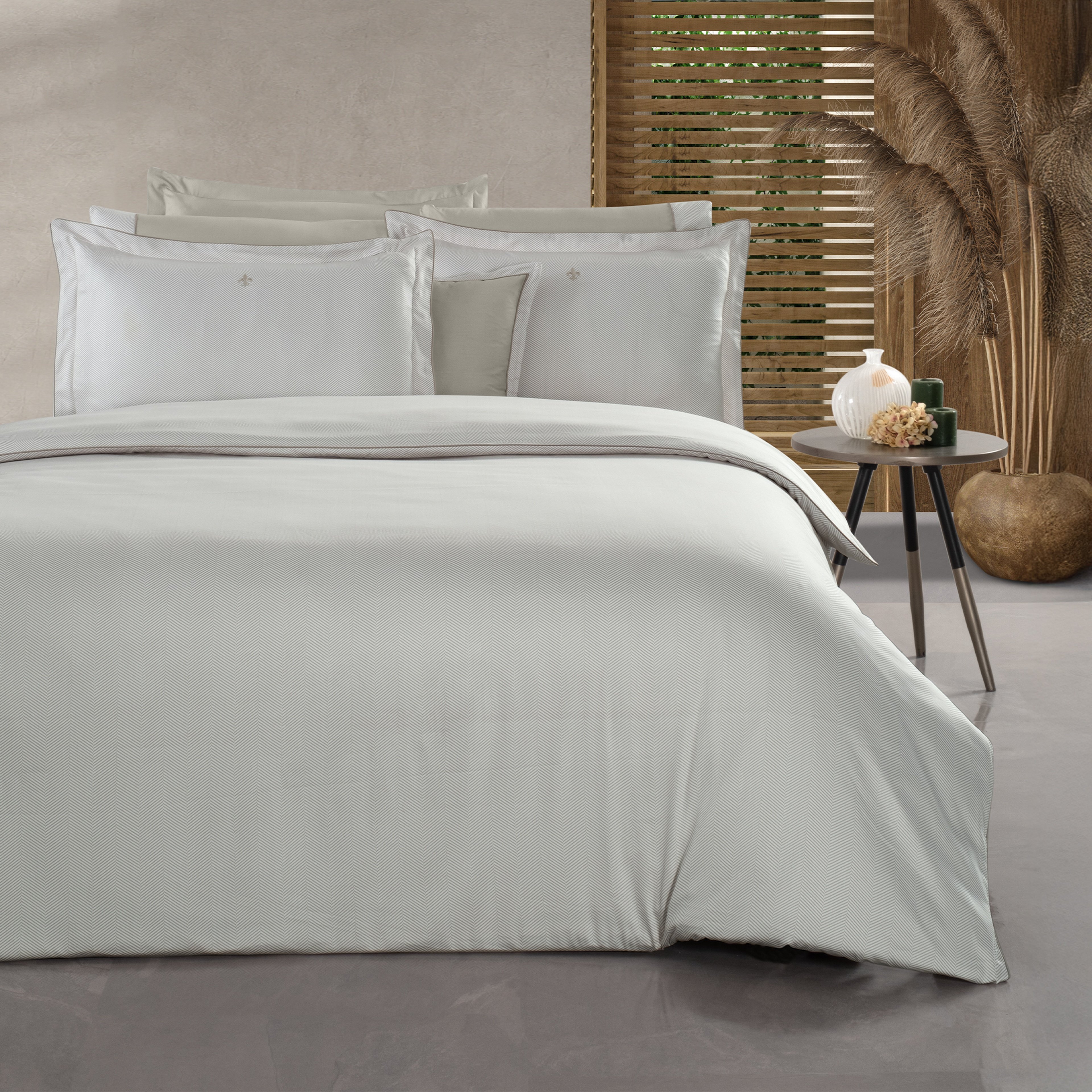 Yatsan Maison Herringbone Merserize Pamuk Bej Tek Kişilik Nevresim Takımı