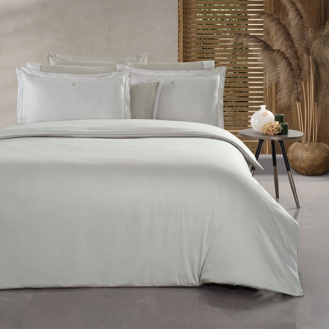 Yatsan Maison Herringbone Merserize Pamuk Bej Çift Kişilik Nevresim Takımı