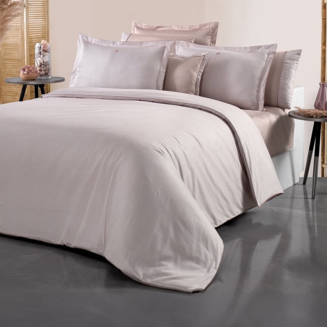 Yatsan Maison Herringbone Merserize Pamuk Pembe Tek Kişilik Nevresim Takımı