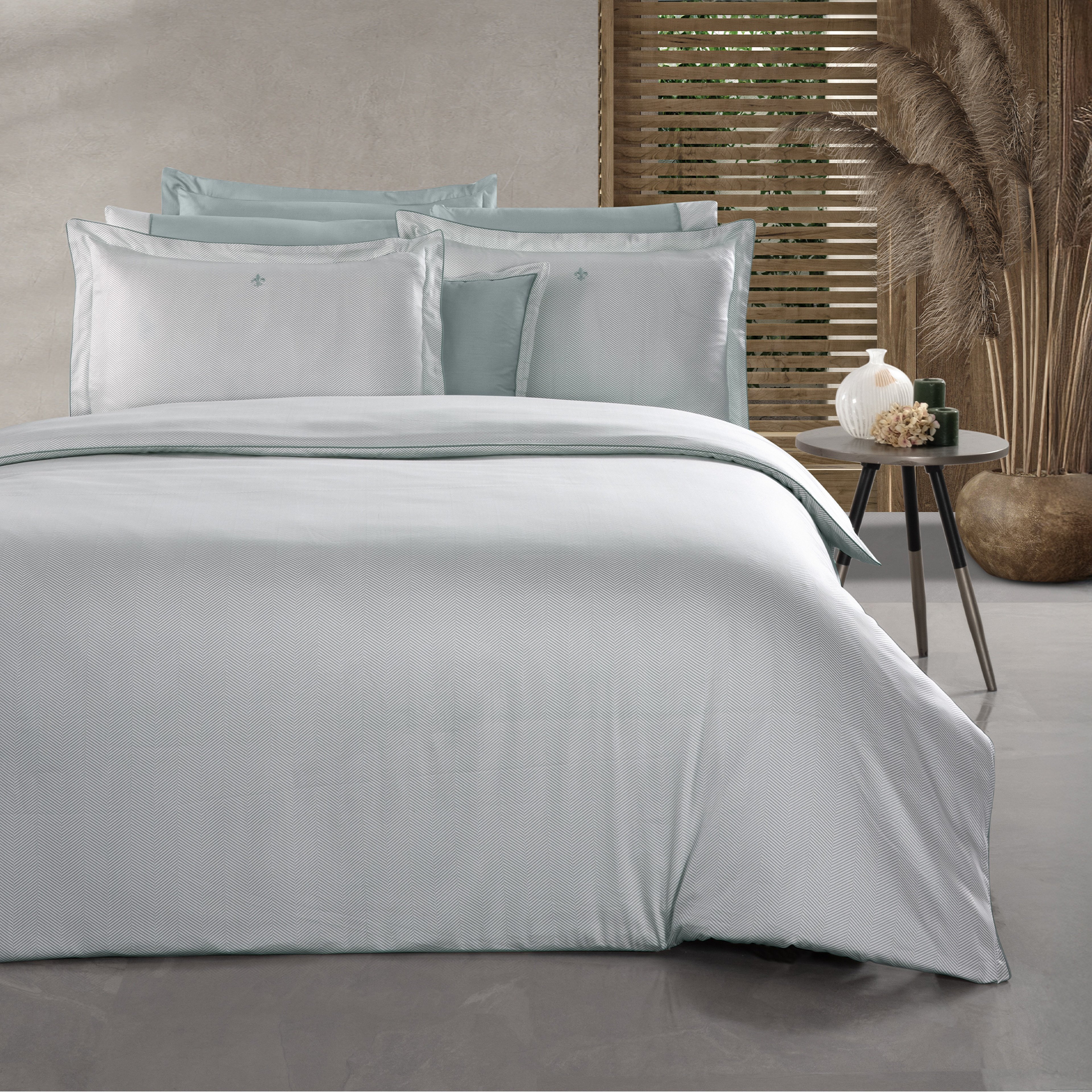 Yatsan Maison Herringbone Merserize Pamuk Yeşil Tek Kişilik Nevresim Takımı