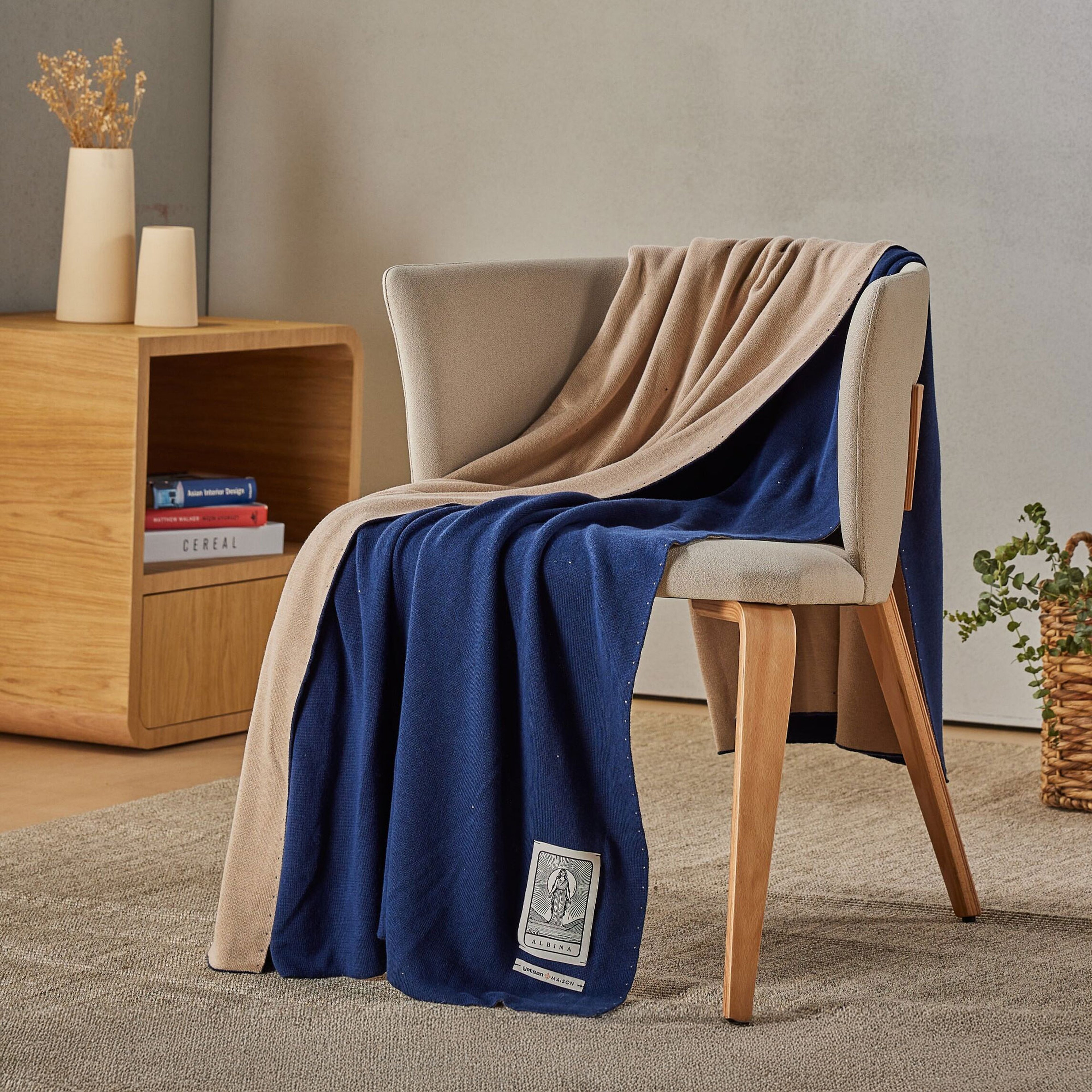 Yatsan Maison Albina Throw TV Battaniyesi Lacivert-Latte