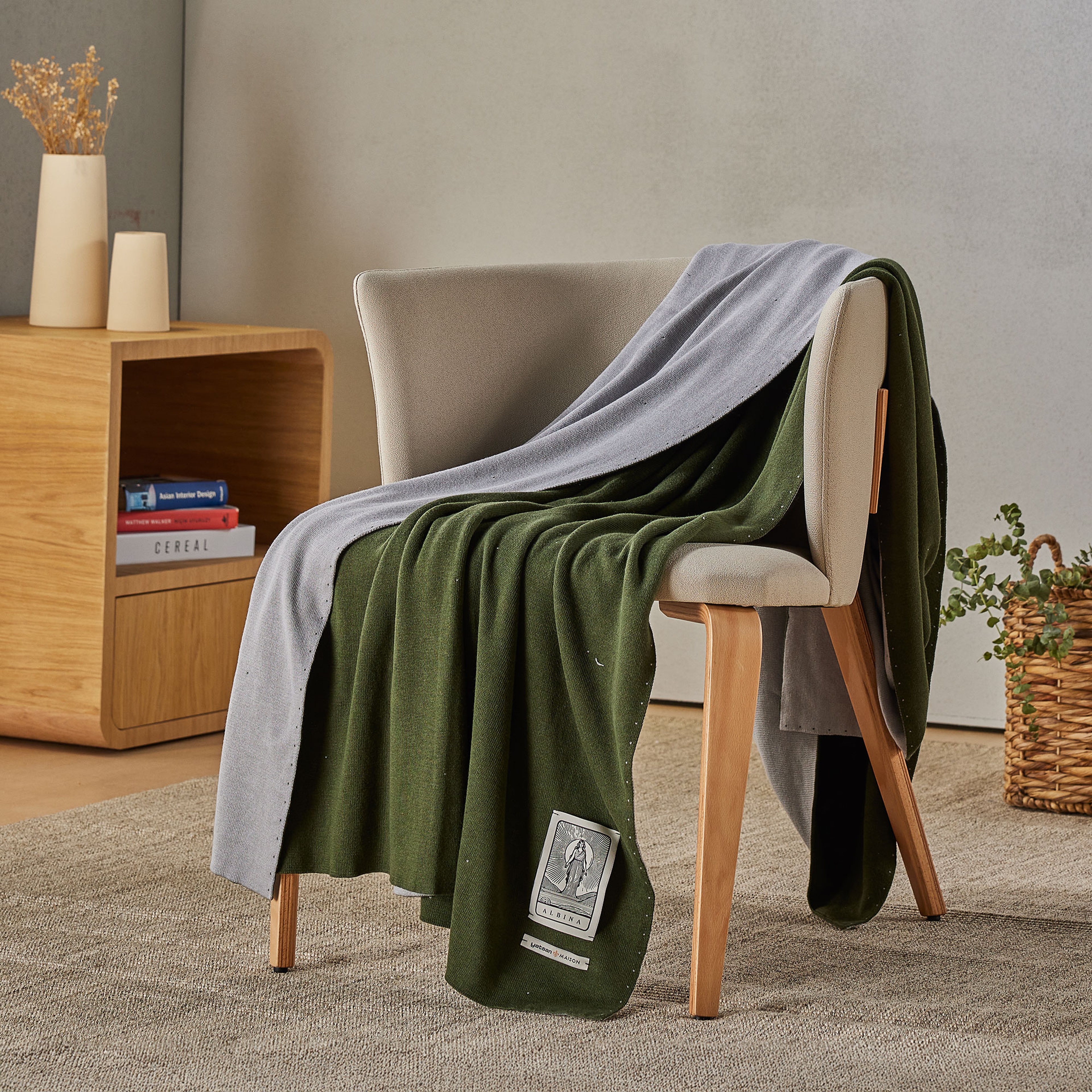 Yatsan Maison Albina Throw TV Battaniyesi Haki-Gri