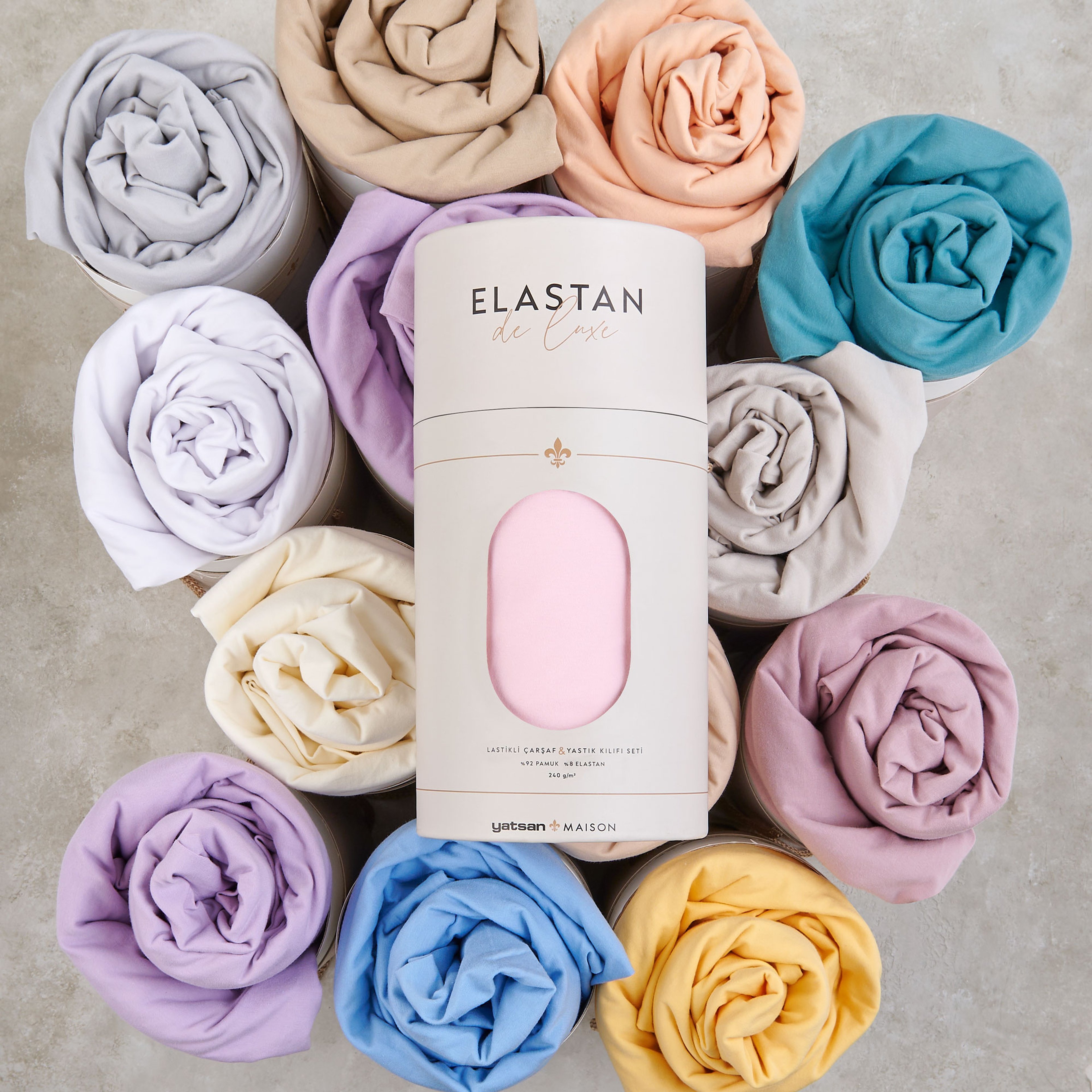 Elastan De Luxe Lastikli Çarşaf & Yastık Kılıf Seti Gül Kurusu