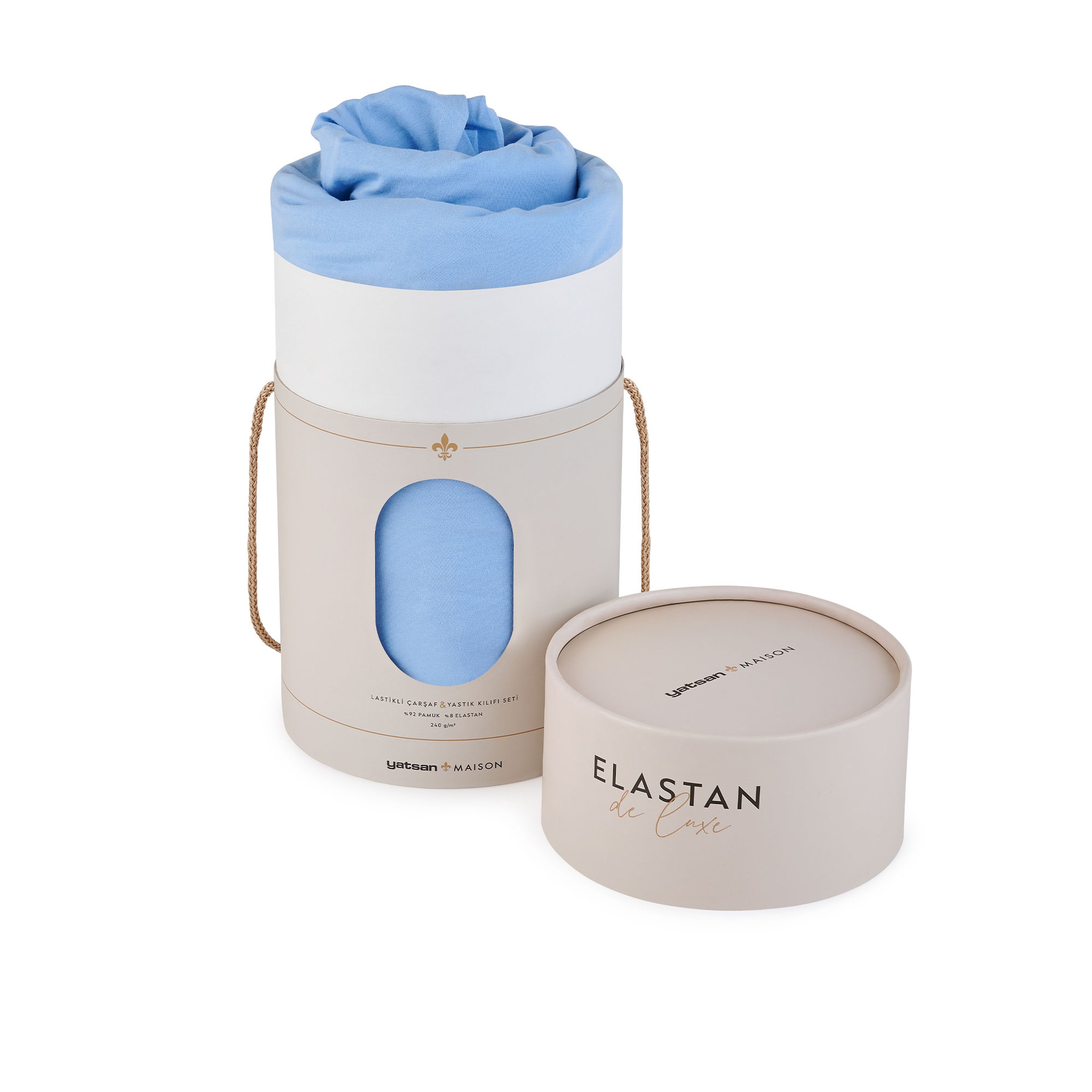 Elastan De Luxe Lastikli Çarşaf & Yastık Kılıf Seti Mavi