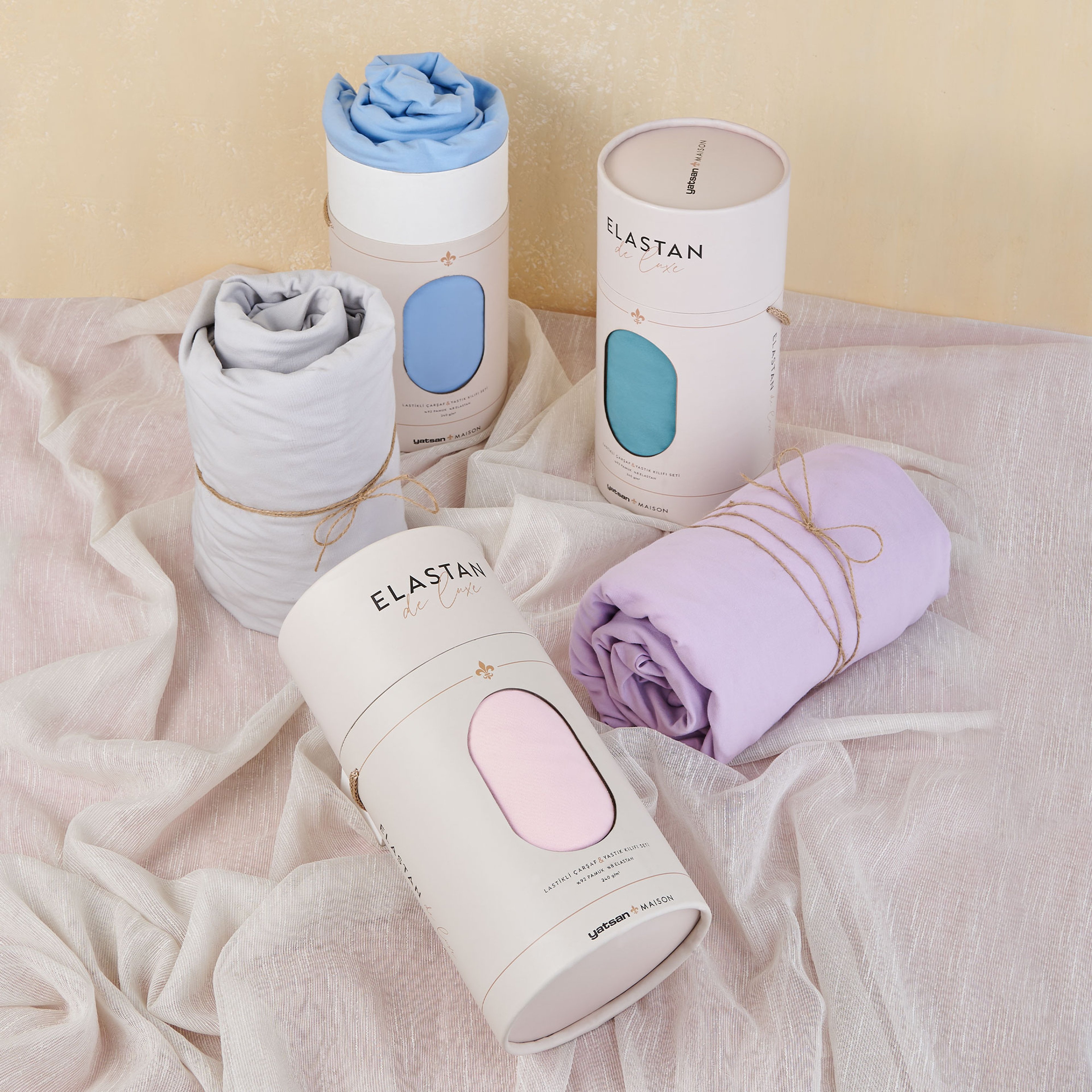 Elastan De Luxe Lastikli Çarşaf & Yastık Kılıf Seti Ekru