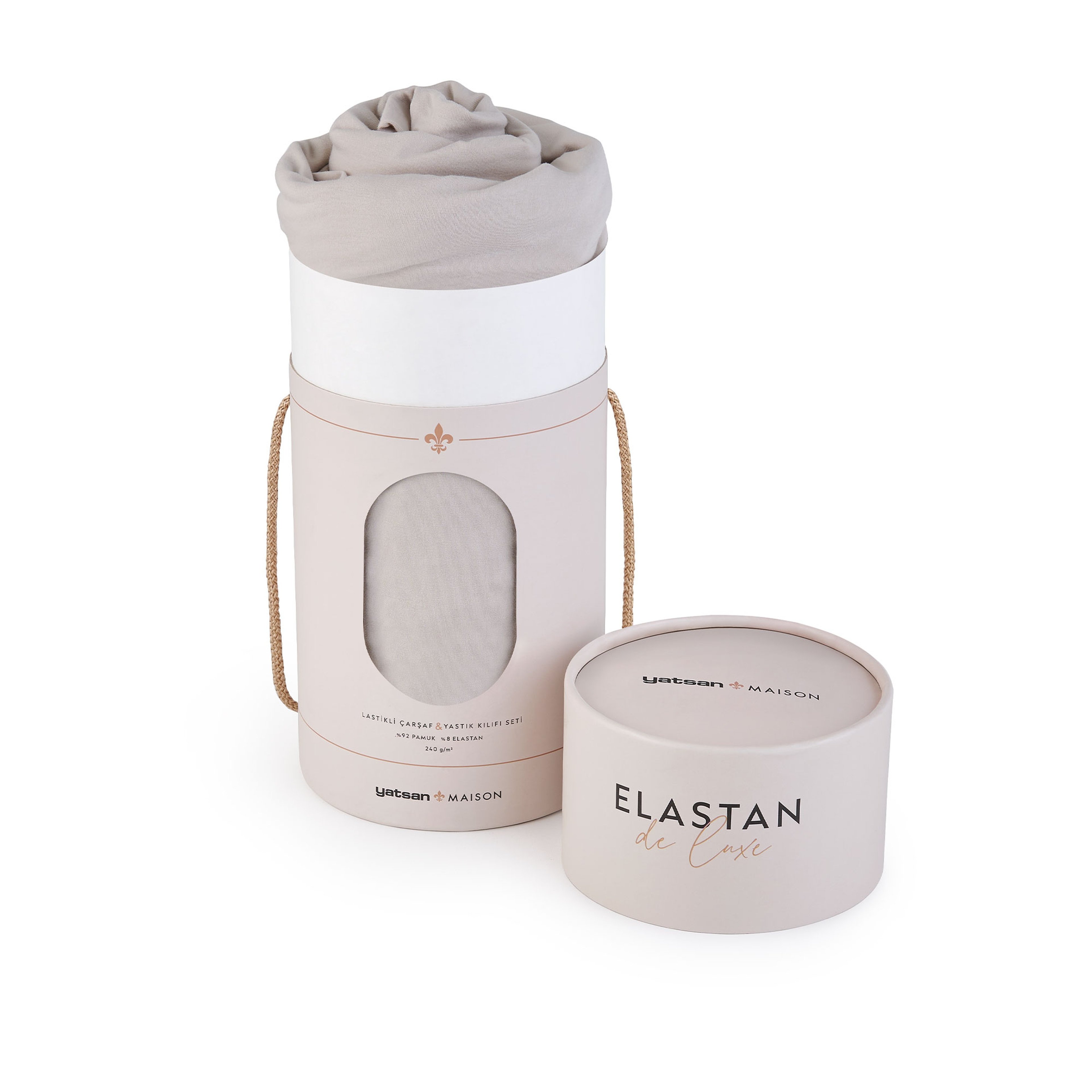 Elastan De Luxe Lastikli Çarşaf & Yastık Kılıf Seti Taş Rengi