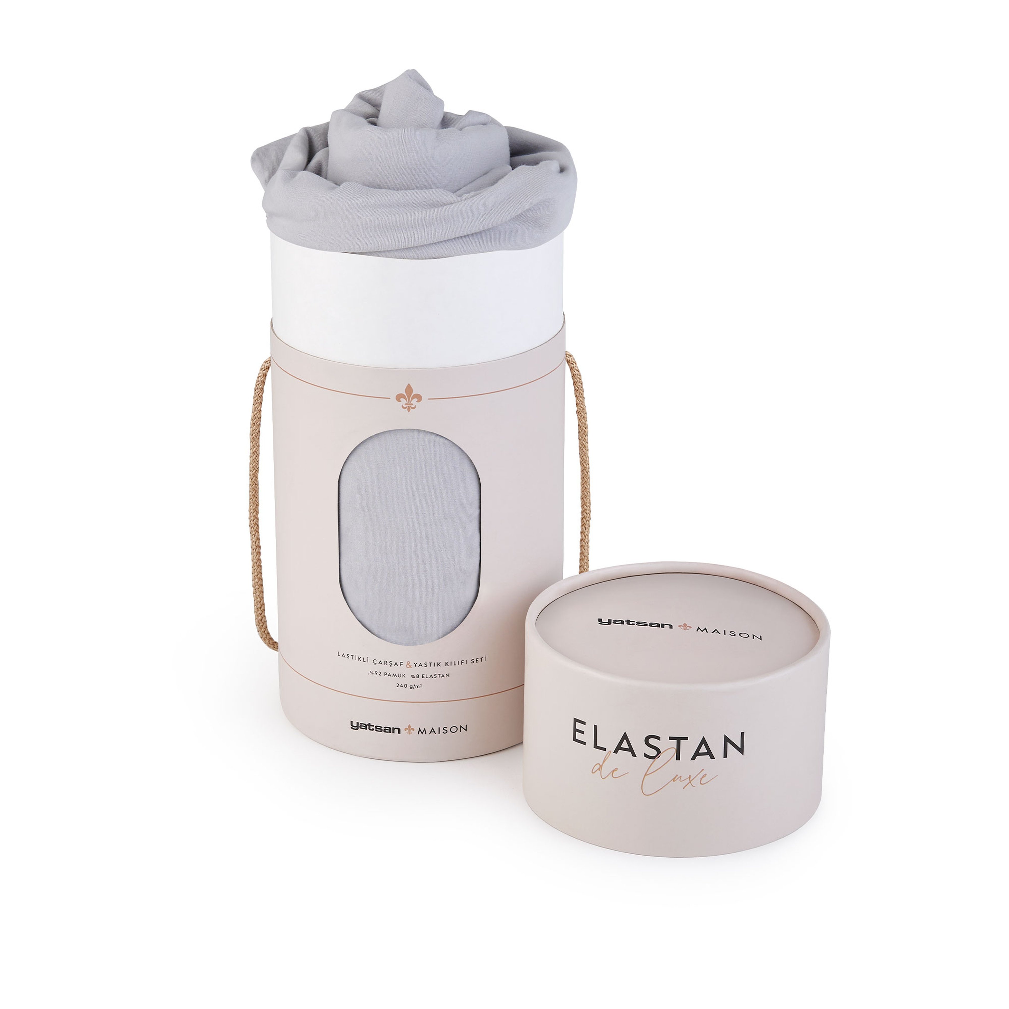 Elastan De Luxe Lastikli Çarşaf & Yastık Kılıf Seti Açık Gri