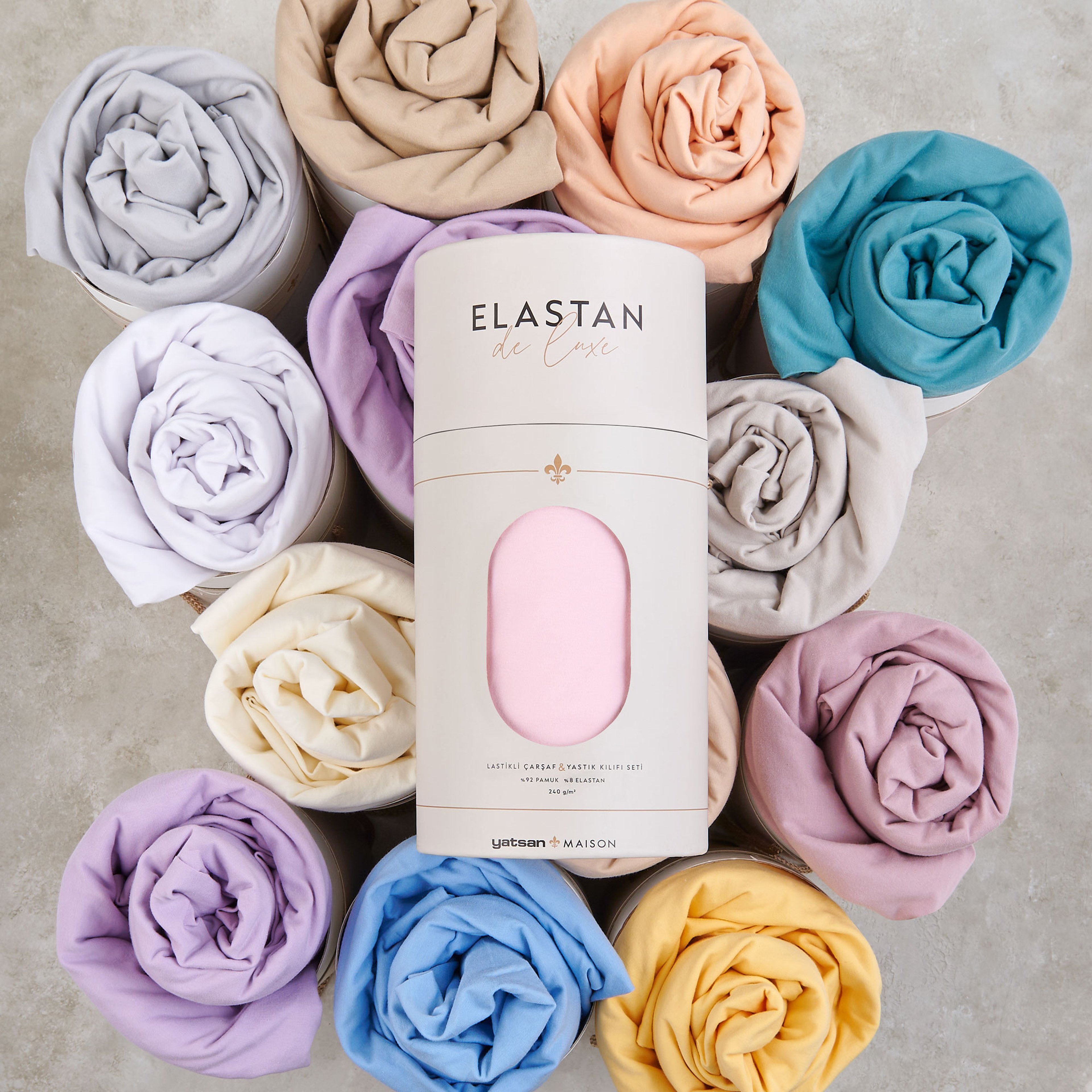 Elastan De Luxe Lastikli Çarşaf & Yastık Kılıf Seti Açık Gri