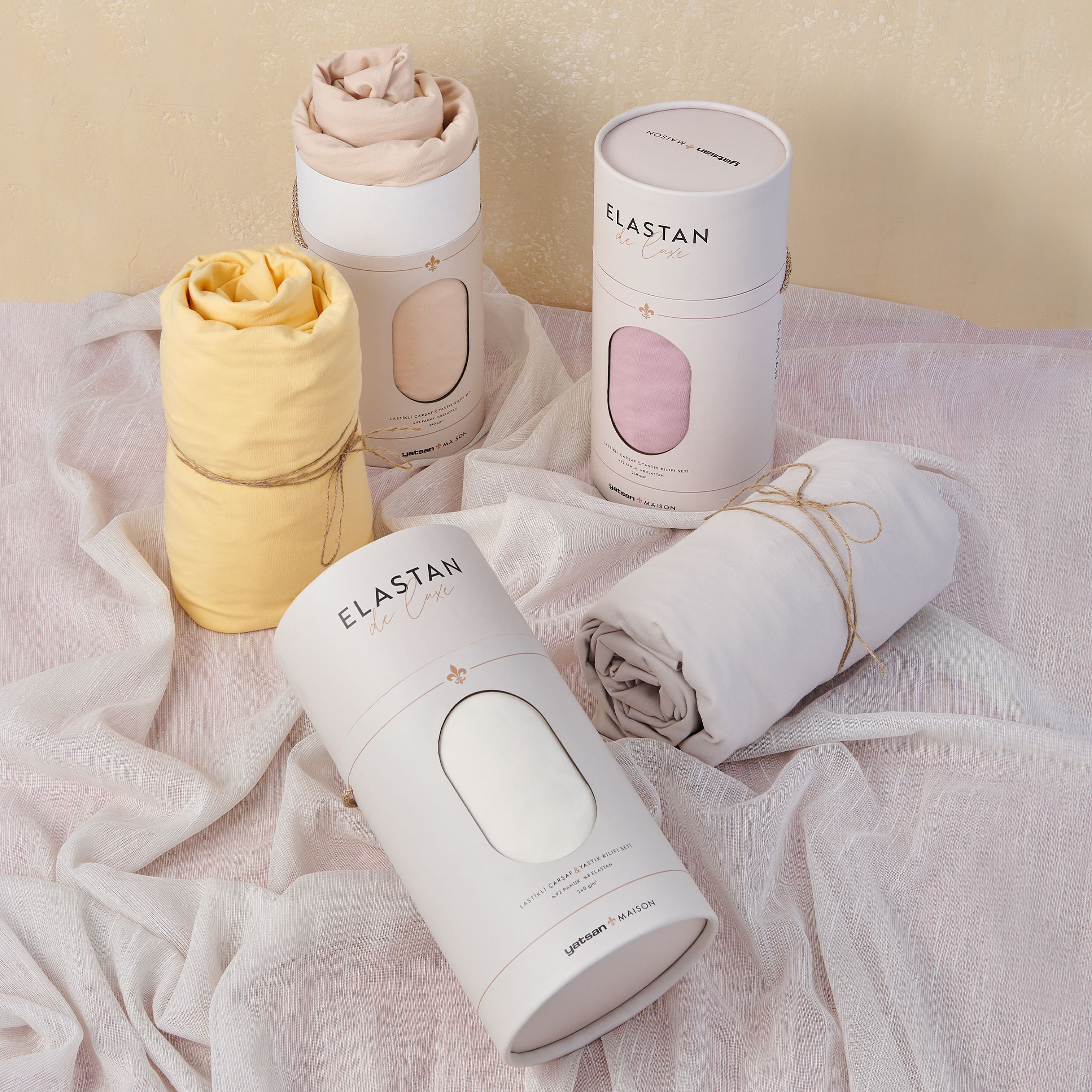 Elastan De Luxe Lastikli Çarşaf & Yastık Kılıf Seti Sarı