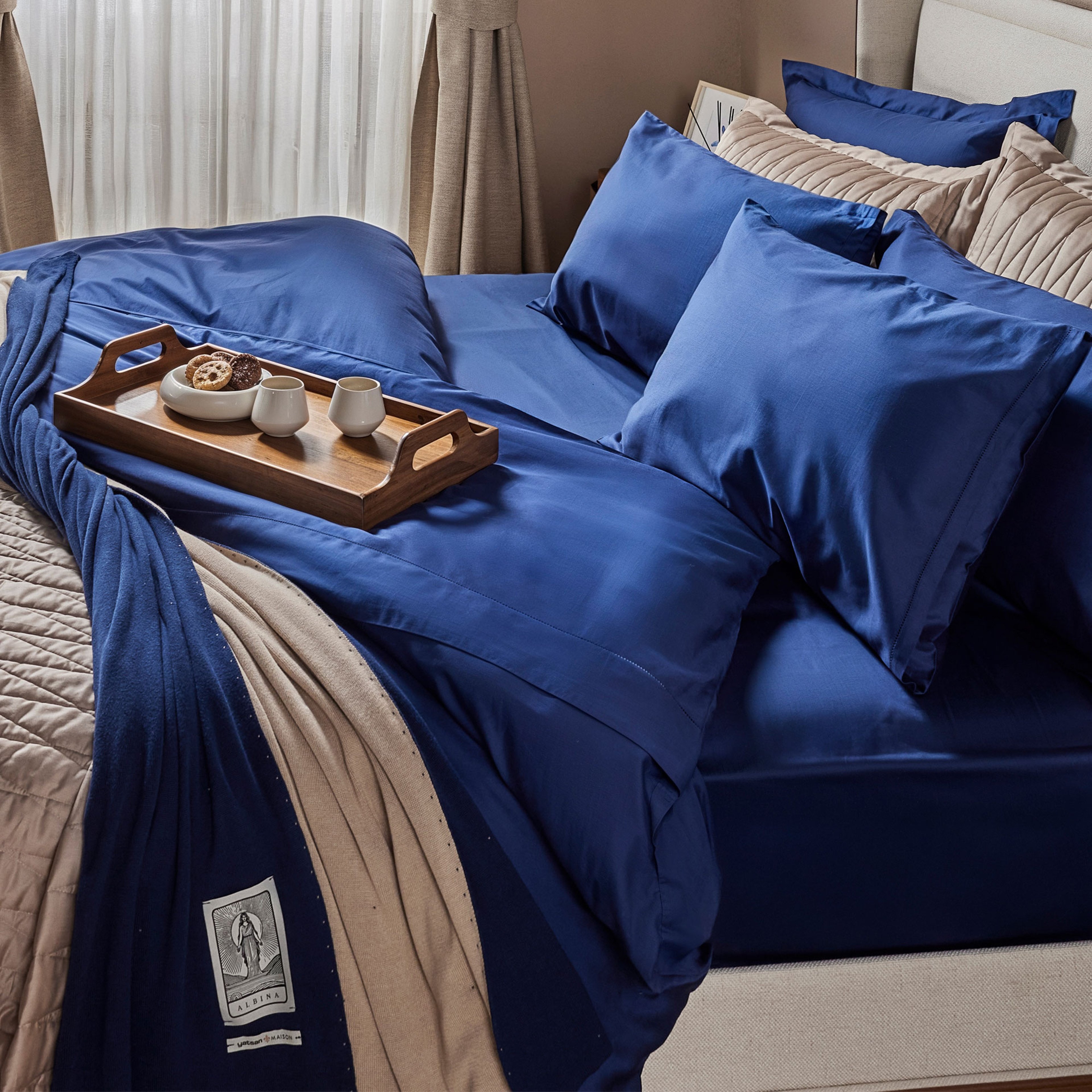 Yatsan Maison Lacelle Fitted Lacivert Nevresim Takımı