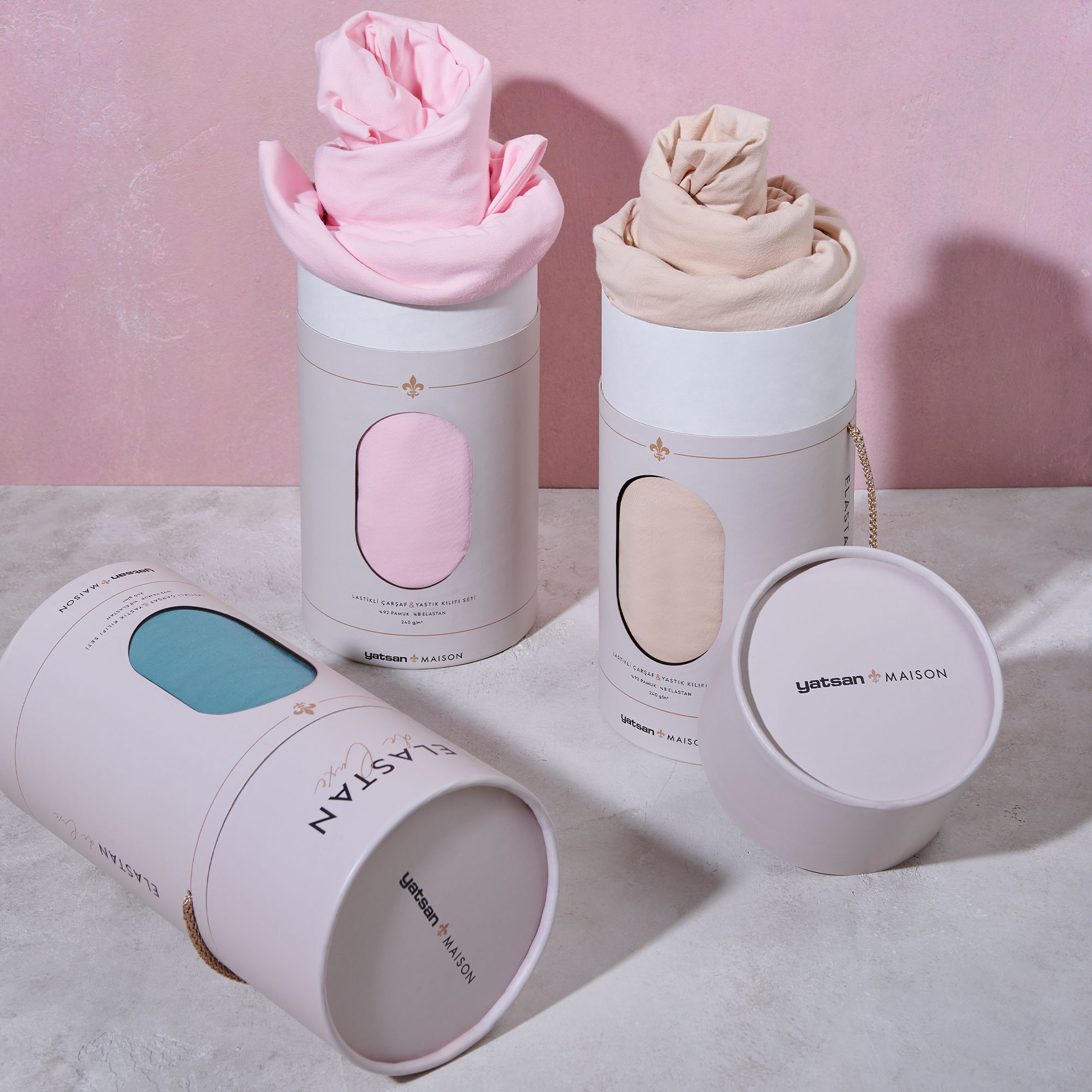 Elastan De Luxe Lastikli Çarşaf & Yastık Kılıf Seti Pembe