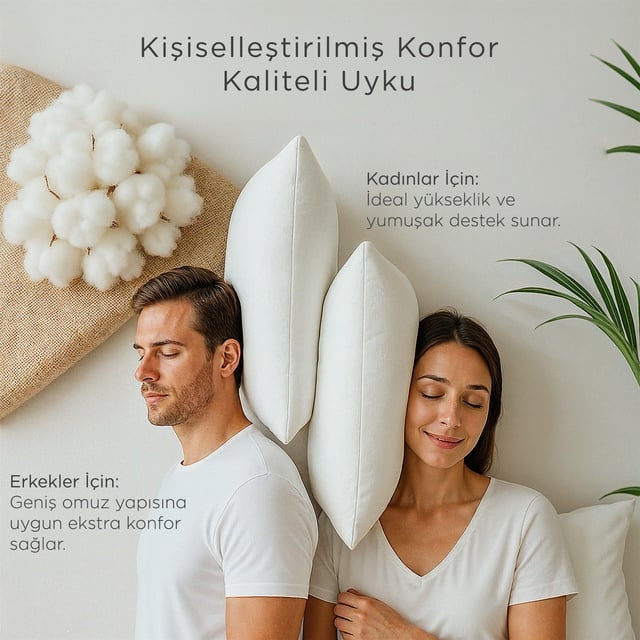 Uykucu Çiftlere Özel 2'li Mikrojel Pamuklu Yastık