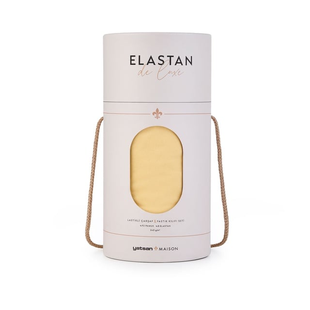Elastan De Luxe Lastikli Çarşaf & Yastık Kılıf Seti Sarı