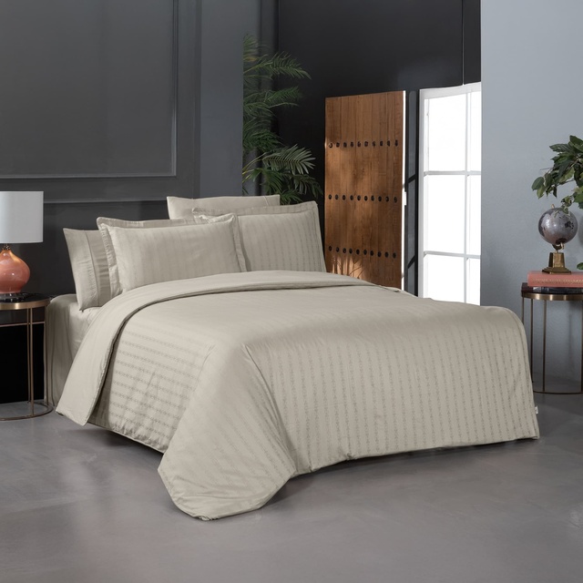 Yatsan Maison Jacquard Classy Merserize Pamuk Bej Nevresim Takımı