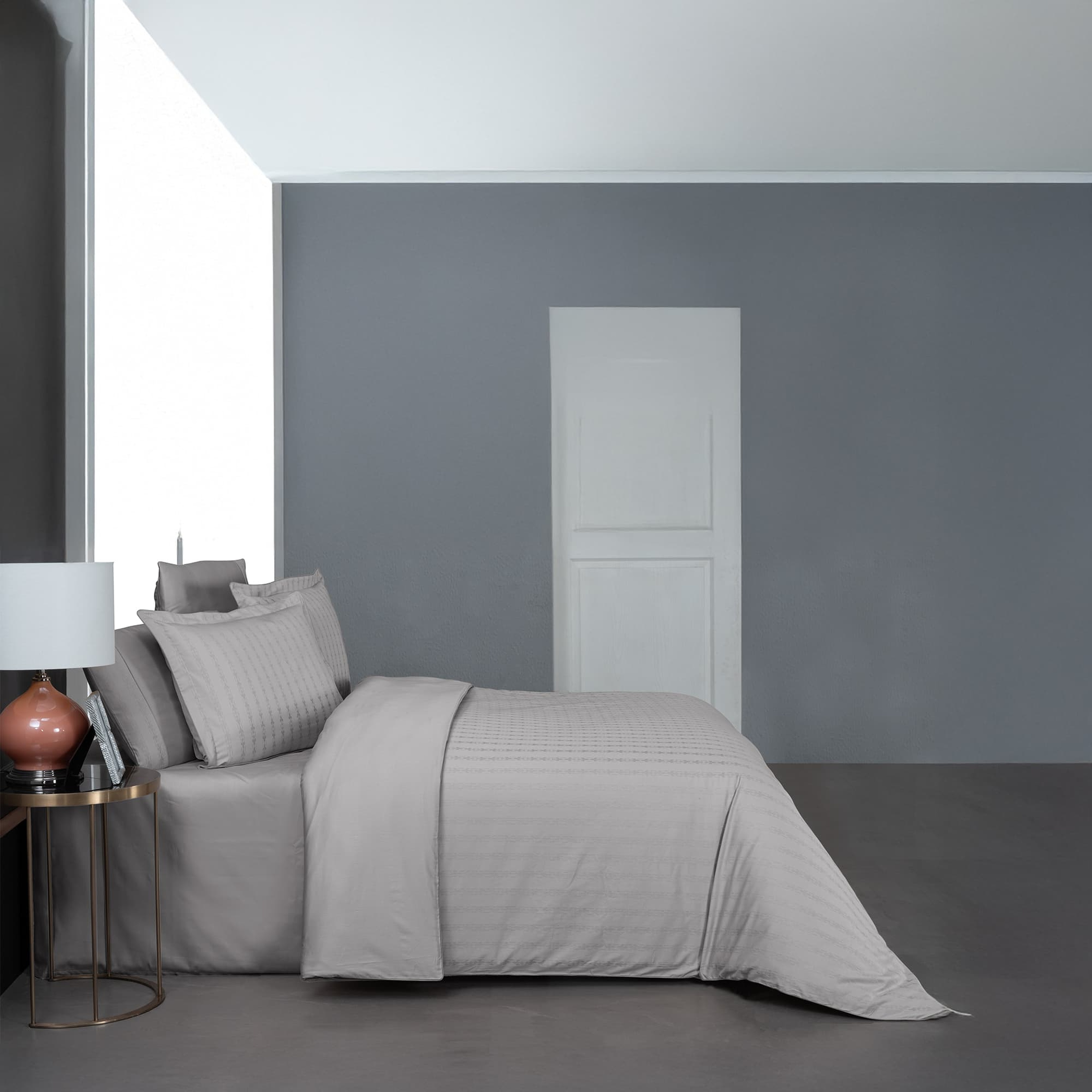 Yatsan Maison Jacquard Classy Merserize Pamuk Gri Nevresim Takımı