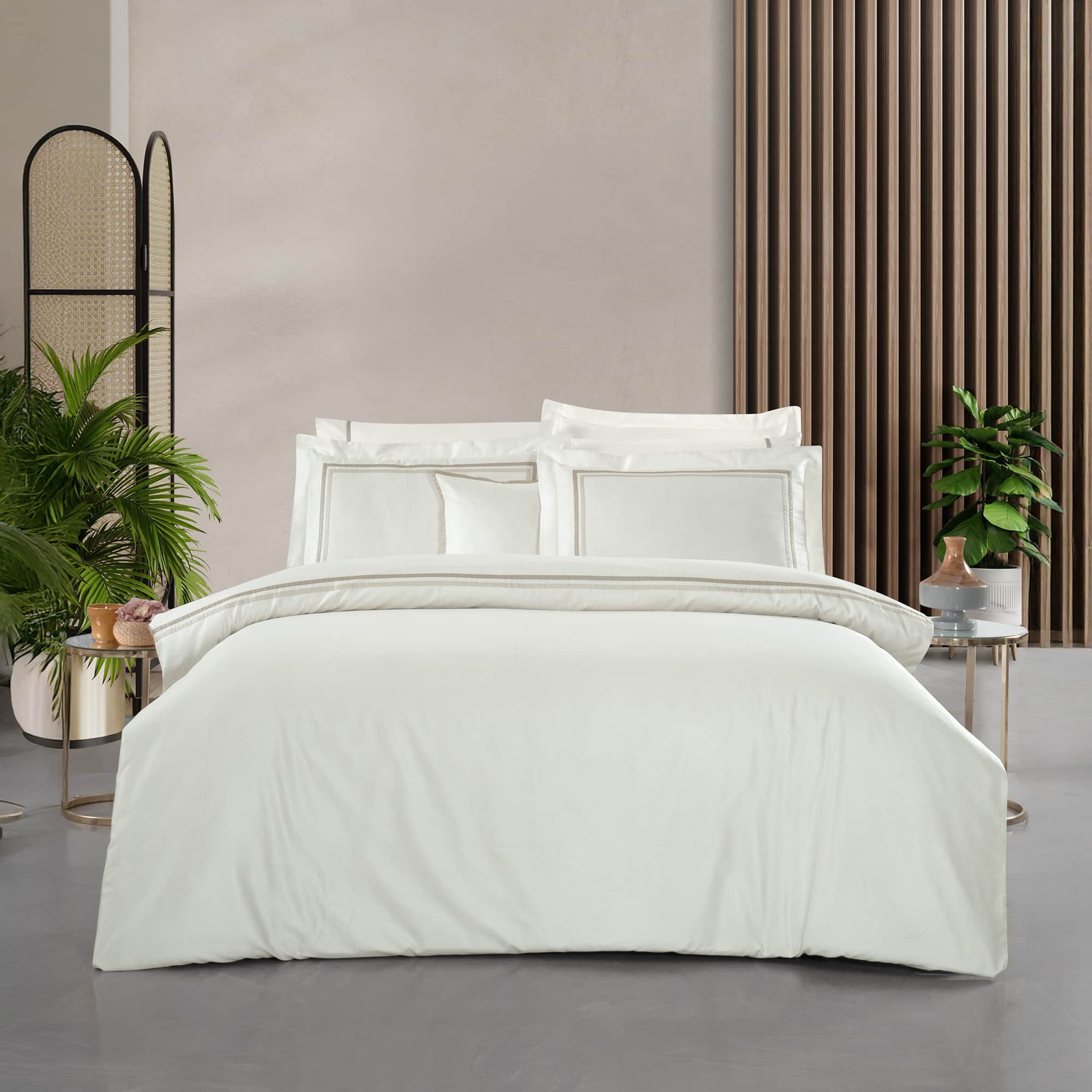 Yatsan Maison Shiny Merserize Pamuk Bej Nevresim Takımı