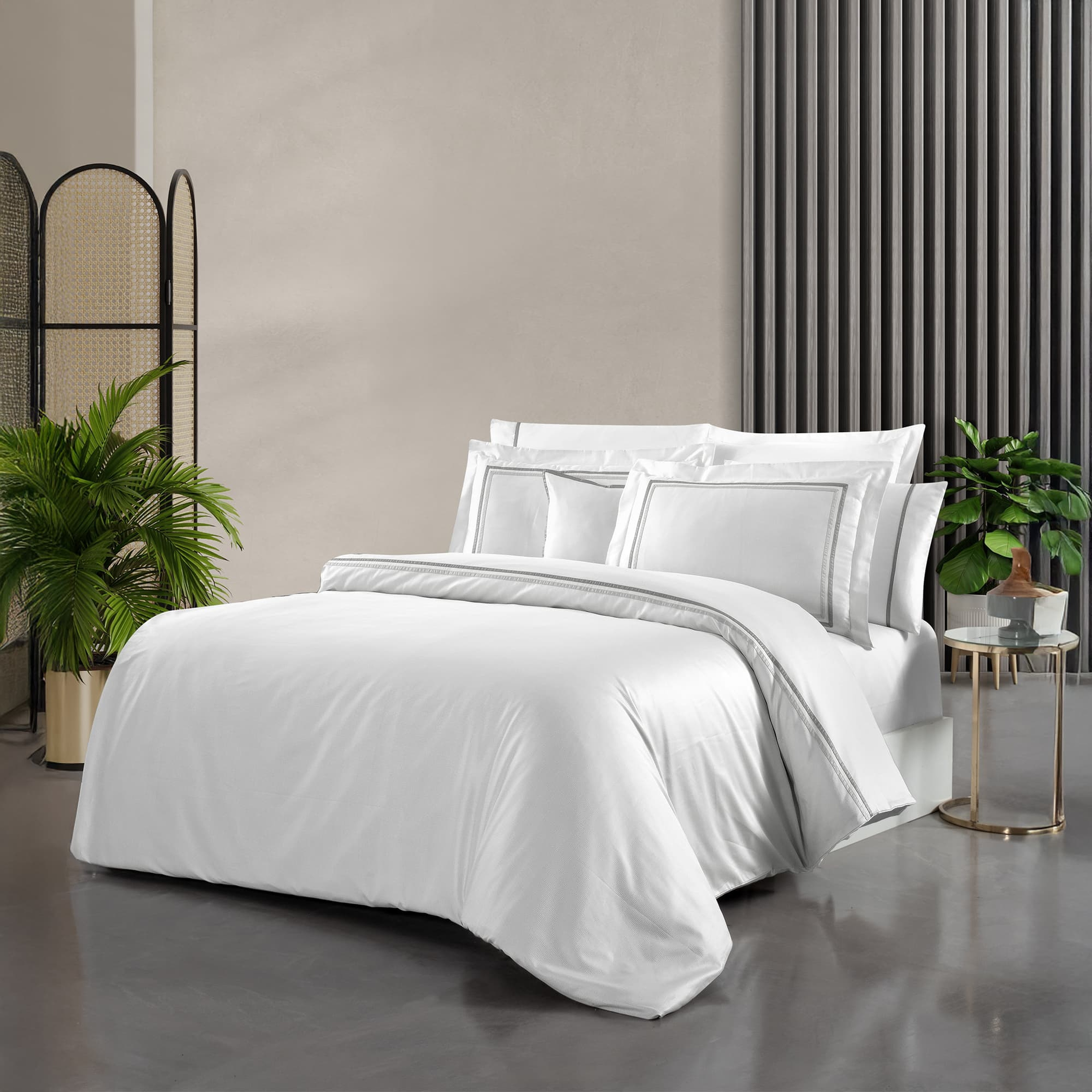 Yatsan Maison Shiny Merserize Pamuk Gri Nevresim Takımı