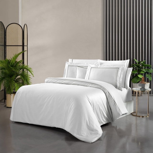 Yatsan Maison Shiny Merserize Pamuk Gri Nevresim Takımı