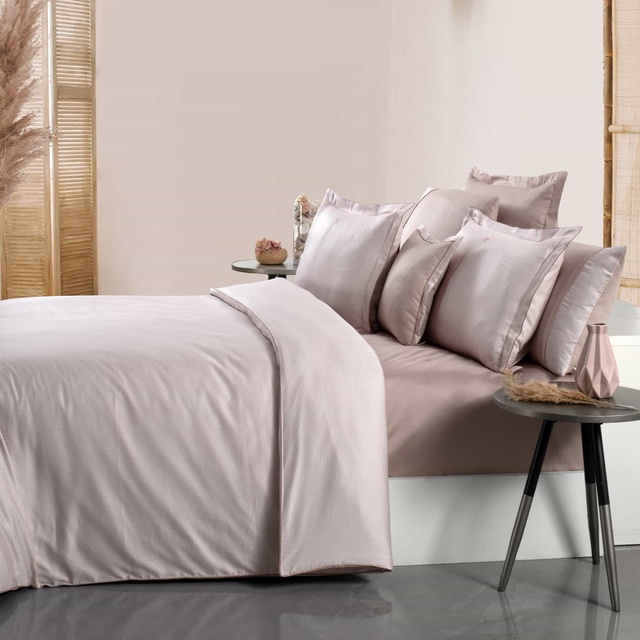 Yatsan Maison Herringbone Merserize Pamuk Pembe Nevresim Takımı