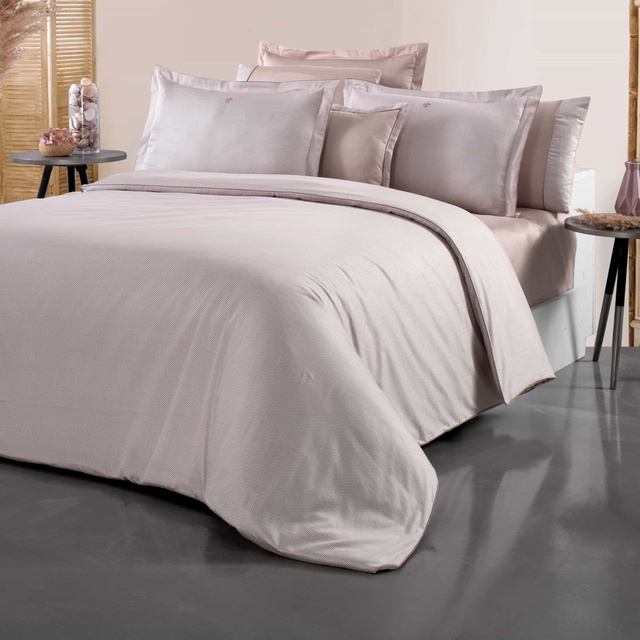 Yatsan Maison Herringbone Merserize Pamuk Pembe Nevresim Takımı