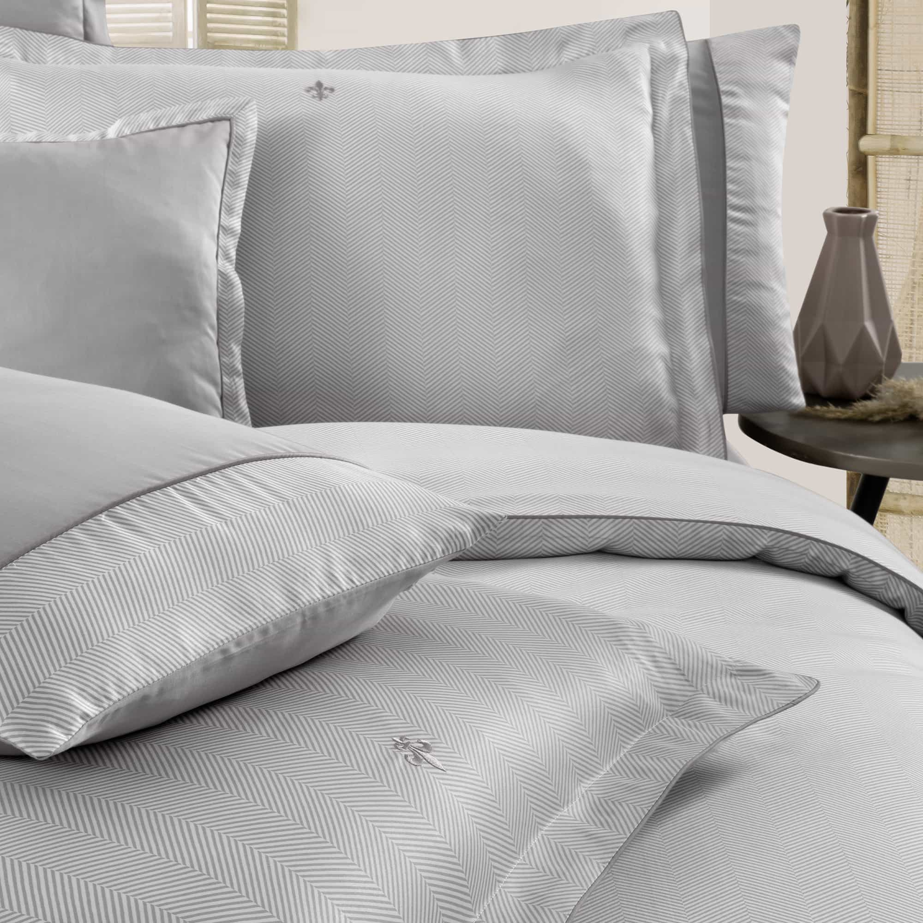 Yatsan Maison Herringbone Merserize Pamuk Gri Nevresim Takımı