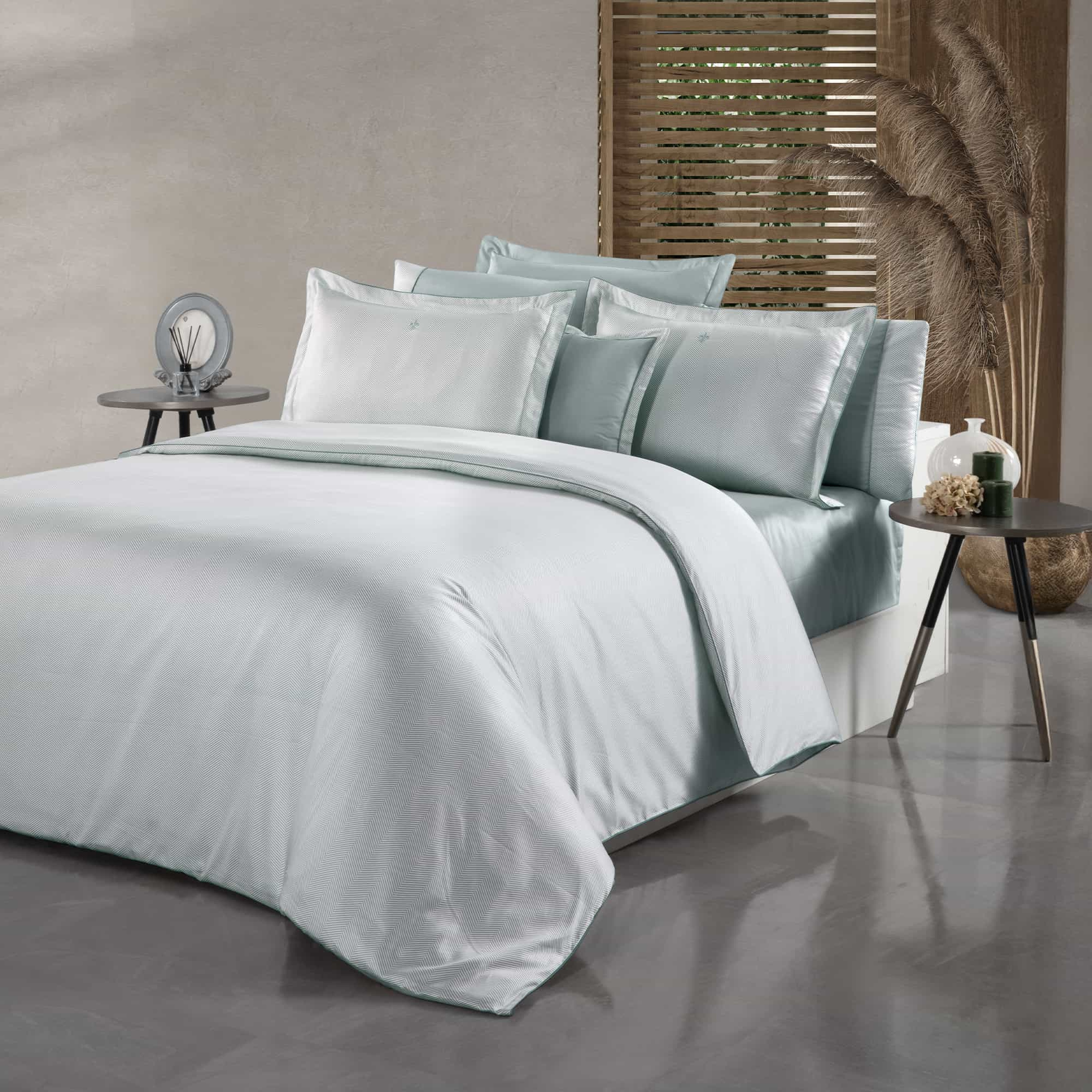 Yatsan Maison Herringbone Merserize Pamuk Yeşil Nevresim Takımı