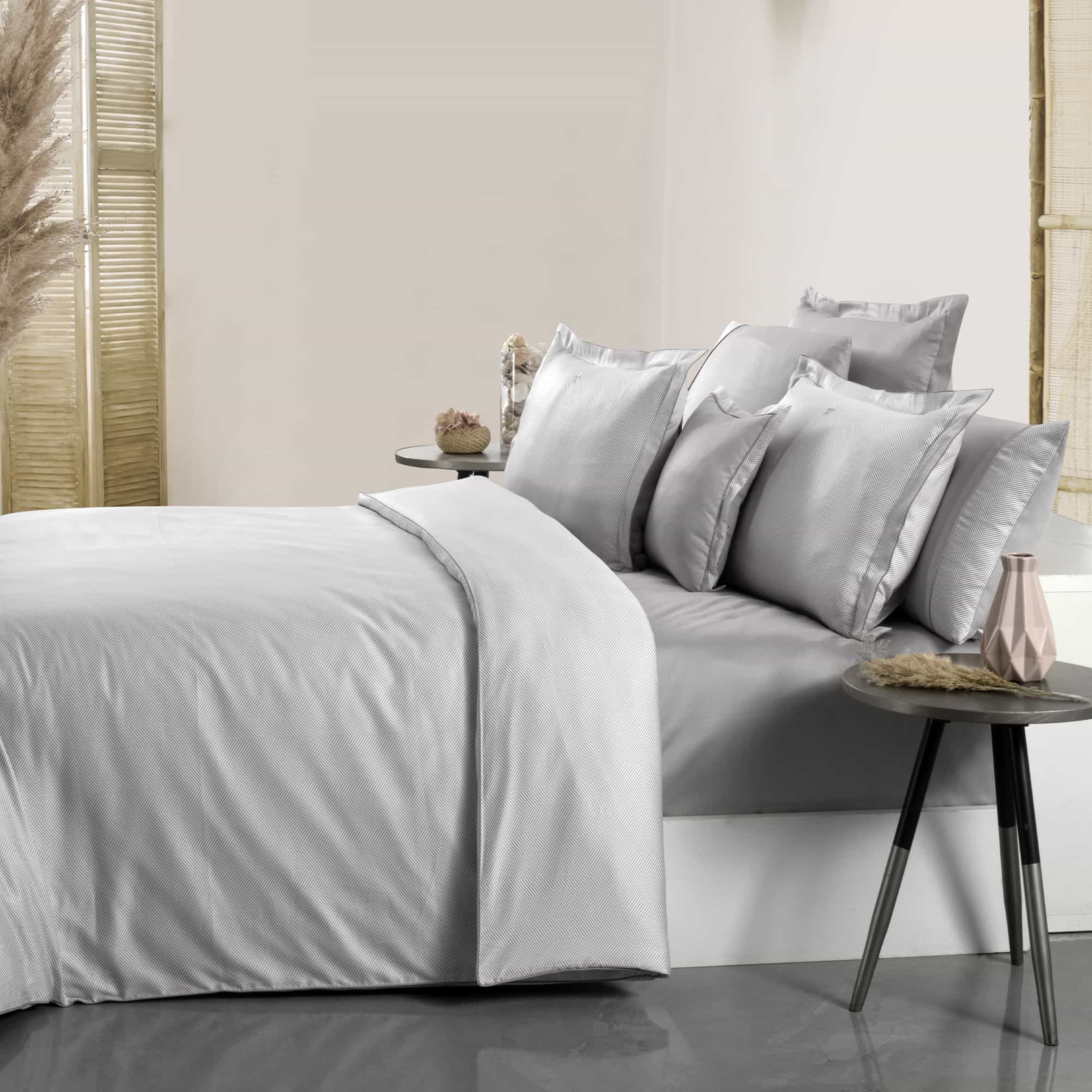 Yatsan Maison Herringbone Merserize Pamuk Gri Nevresim Takımı