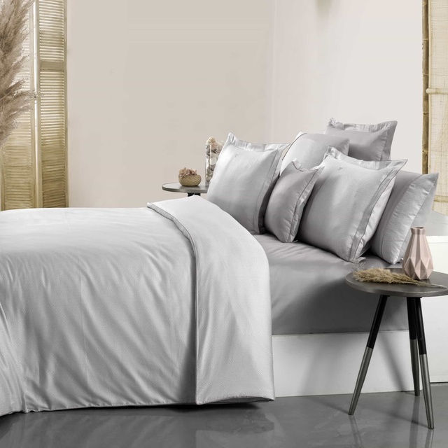 Yatsan Maison Herringbone Merserize Pamuk Gri Nevresim Takımı