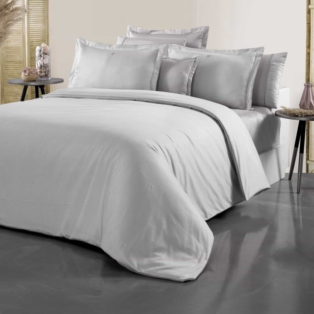 Yatsan Maison Herringbone Merserize Pamuk Gri Nevresim Takımı