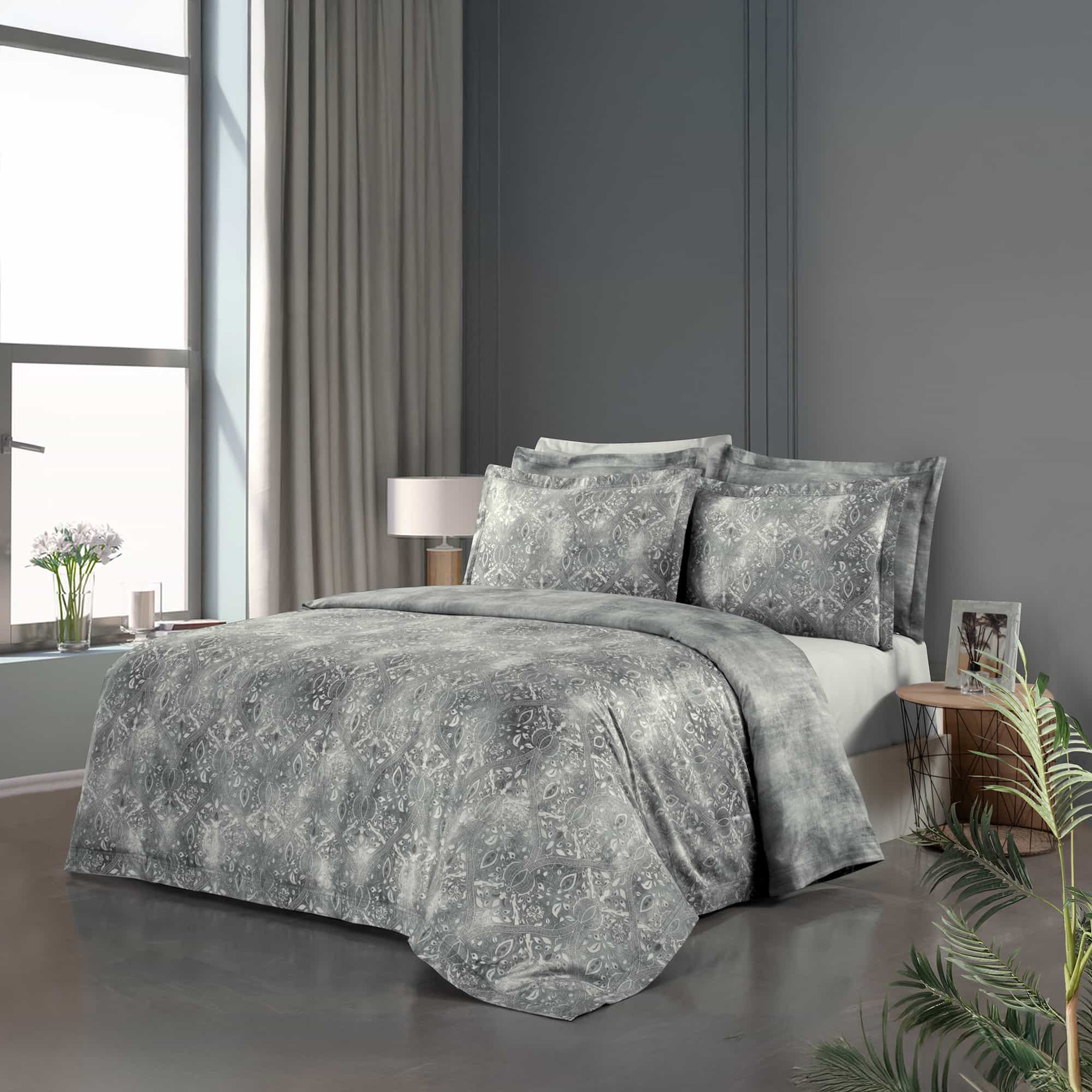 Yatsan Maison Oriental Merserize Pamuk Gri Nevresim Takımı