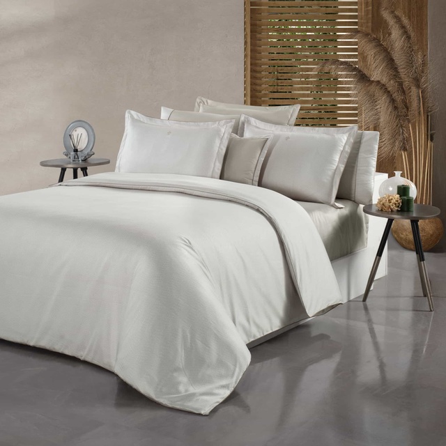 Yatsan Maison Herringbone Merserize Pamuk Bej Nevresim Takımı