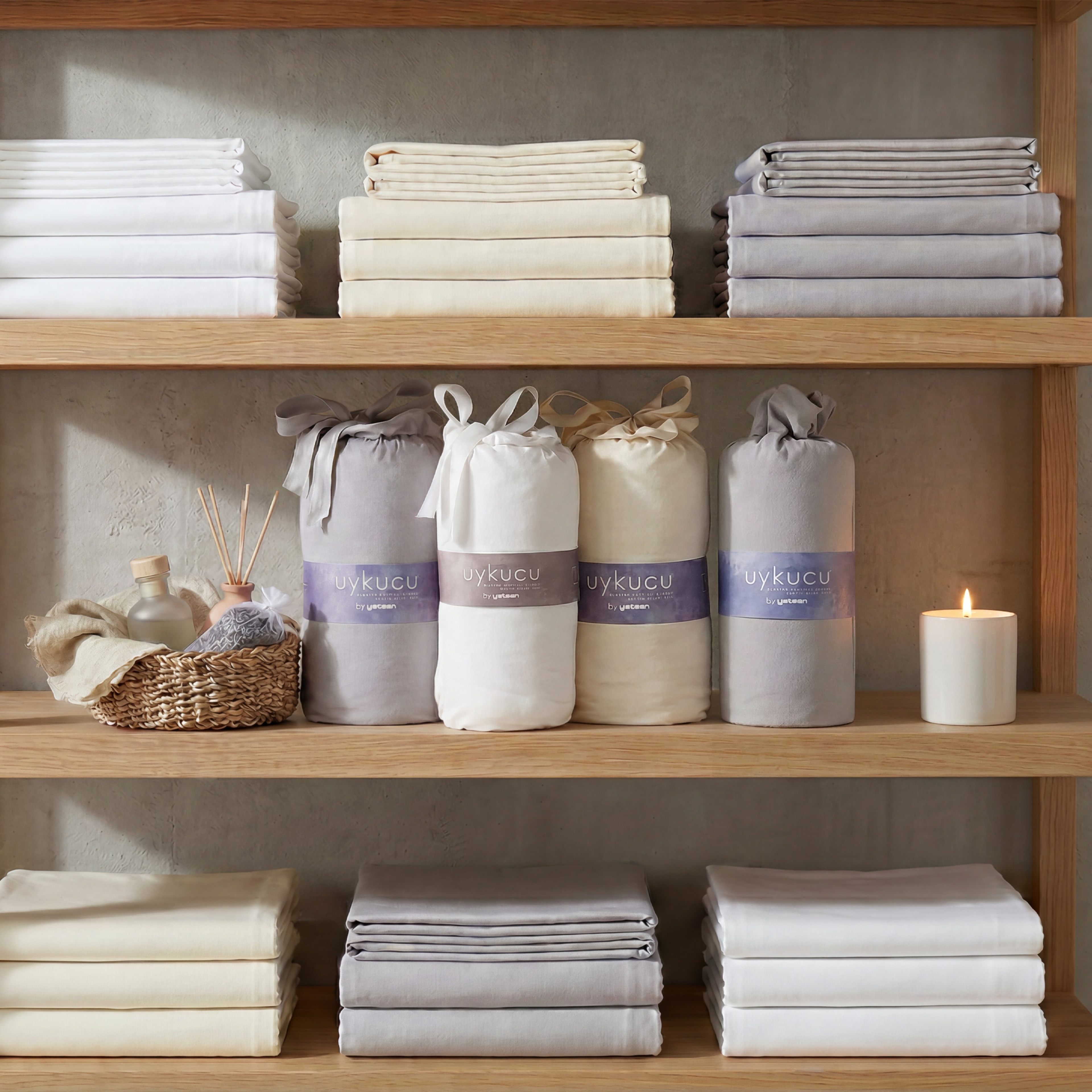 Uykucu Elastan Lastikli Çarşaf Seti Taş Rengi