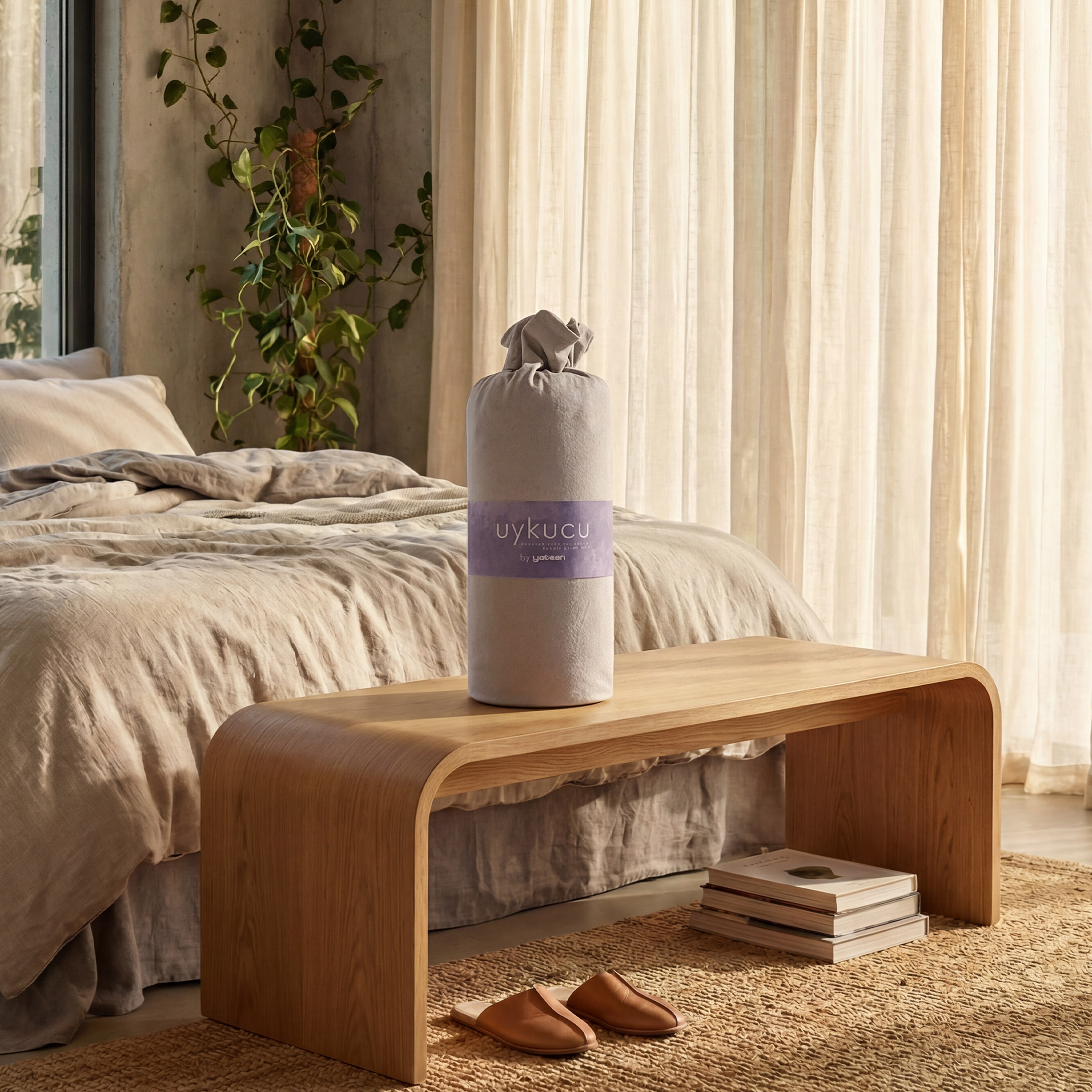 Uykucu Elastan Lastikli Çarşaf Seti Taş Rengi